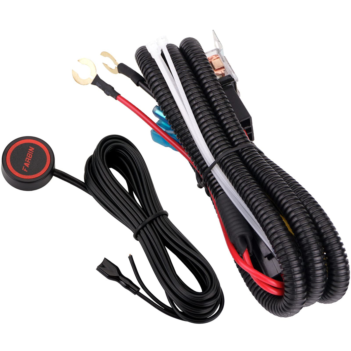 Aolihan Horn Button Switch, Waterproof Train Horn Wiring Kit, Relay Wiring Harness Kit For Truck Car Boat Suv Atv Ute (Flat Button And Wire)