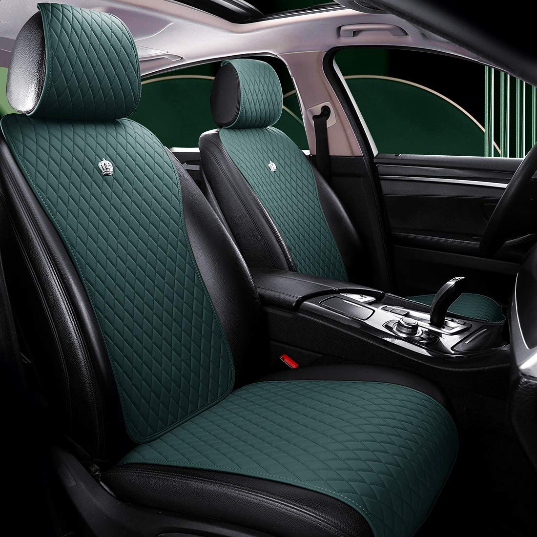 Red Rain Universal Seat Covers For Cars Leather Seat Cover With Crown Army Green Seat Covers 2/3 Covered 11Pcs Fit Car/Auto/Suv