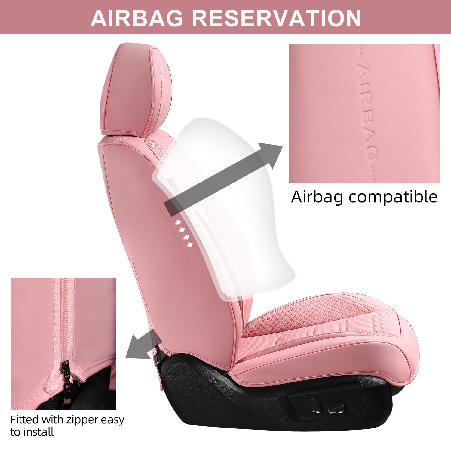 Tiehesyt Car Seat Covers , Breathable Leather Automotive Front And Rear Seat Covers, Car Seat Protectors, Compatible With Most V