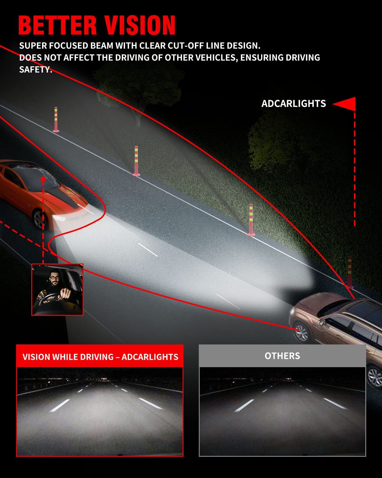 Adcarlights 2003 2004 2005 2006 2007 Accord Headlight Assembly For 2003-2007 Honda Accord 2/4Dr Clear Lens Chrome Housing With A