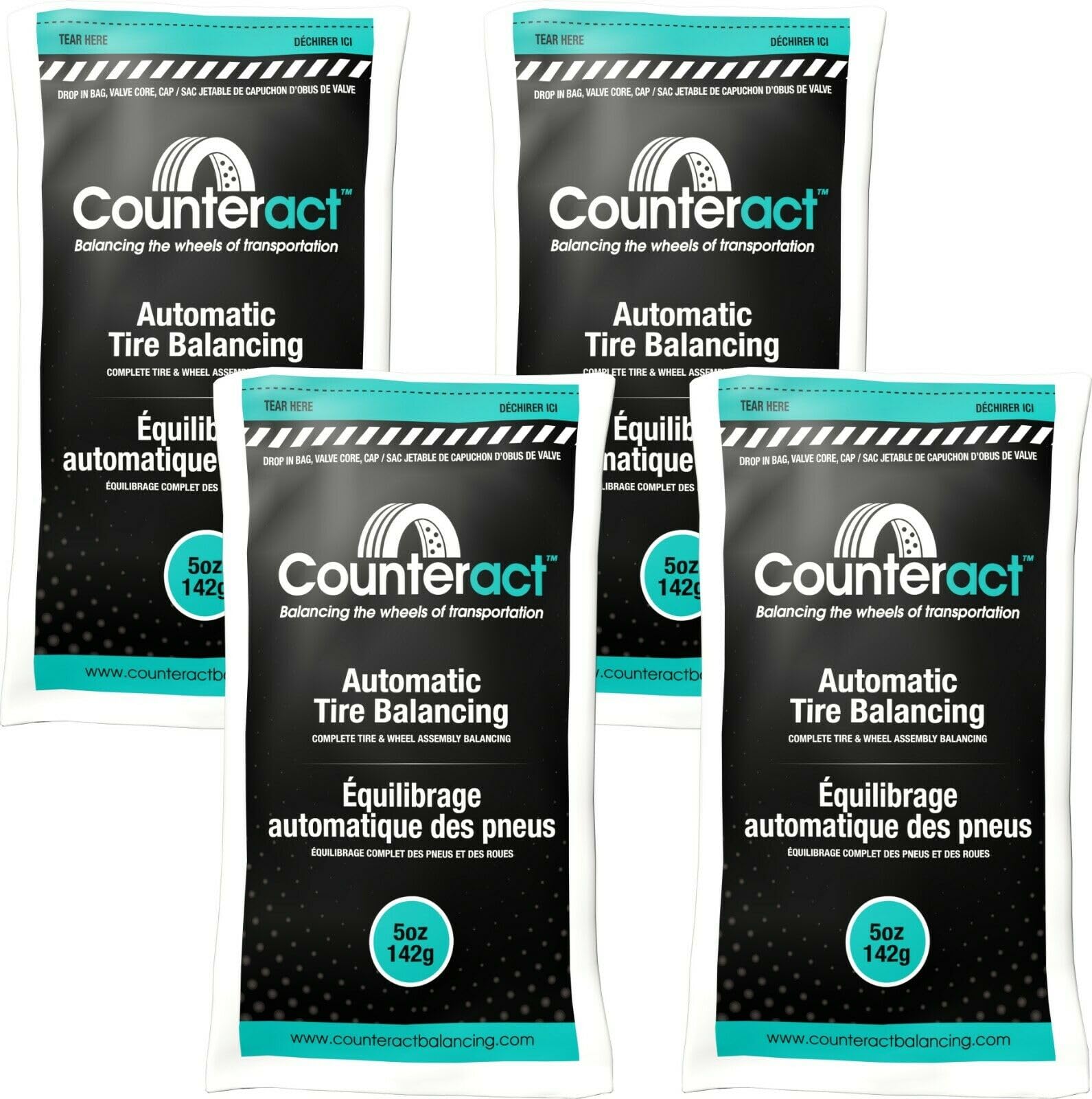 Counteract 5OZ-B4 Centrifugal Force Tire/Wheel Balancing Beads - Off-Road Vehicles, Light Duty Truck Tires, (4) 5oz Balance Bead