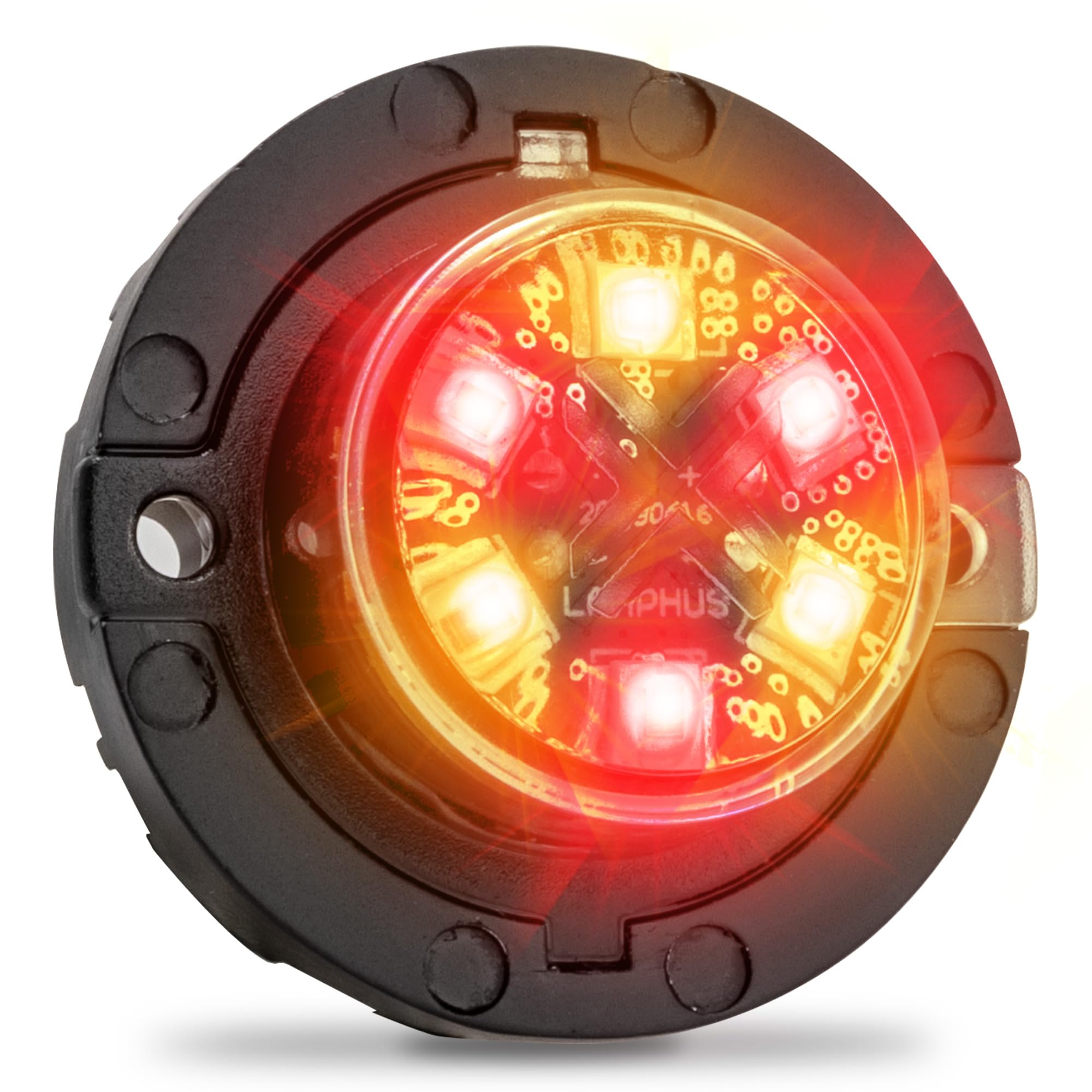 SnakeEye III Amber Red LED Hideaway Strobe Light [SAE Class 1] 12V 1 Inch Round Waterproof Wig Wag Emergency Flashing Hide Away 