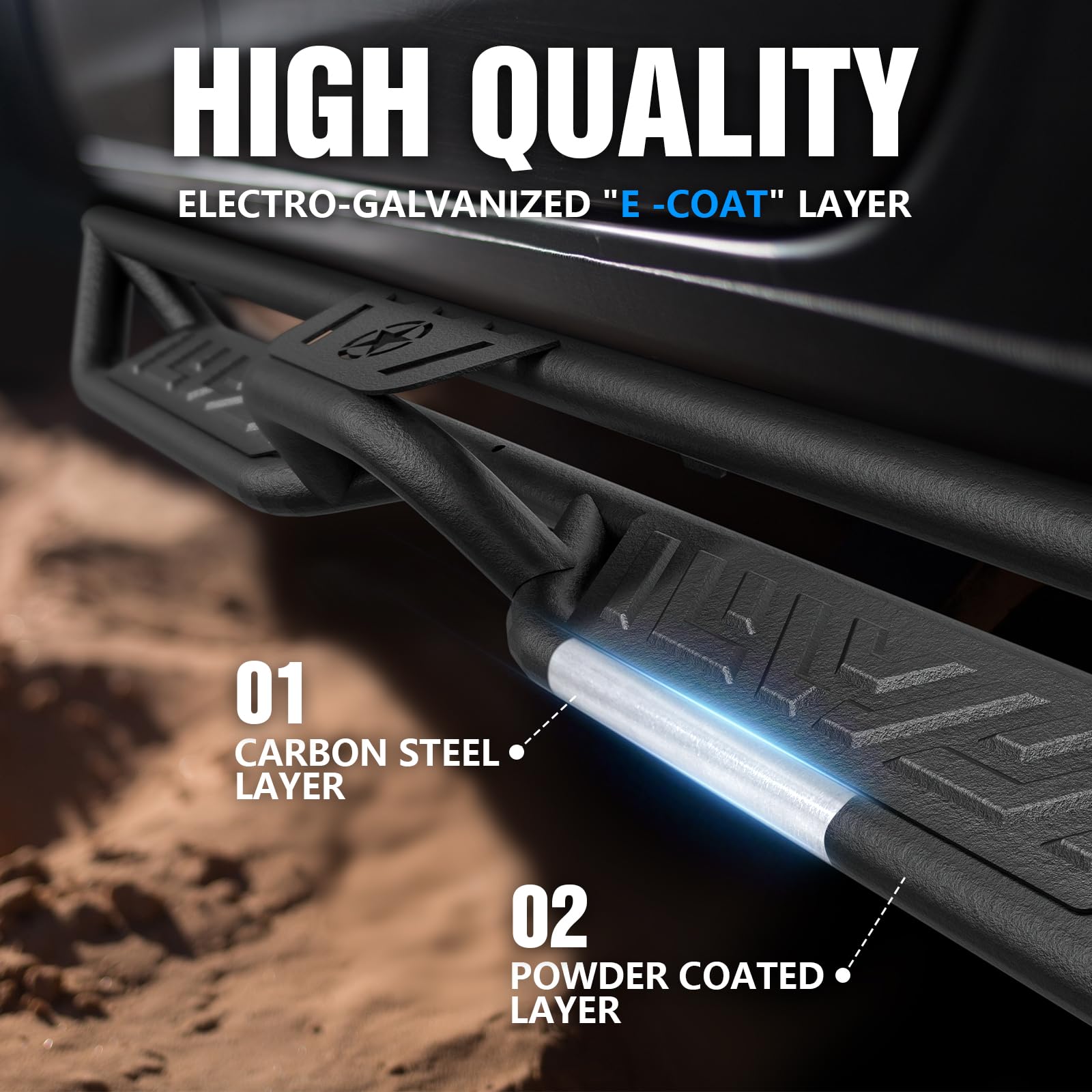 Yzona Three Raised Steps, Crew Cab Running Boards Compatible With 2019-2025 Chevy Silverado & Gmc Sierra 1500, 2020-2025 Chevrol