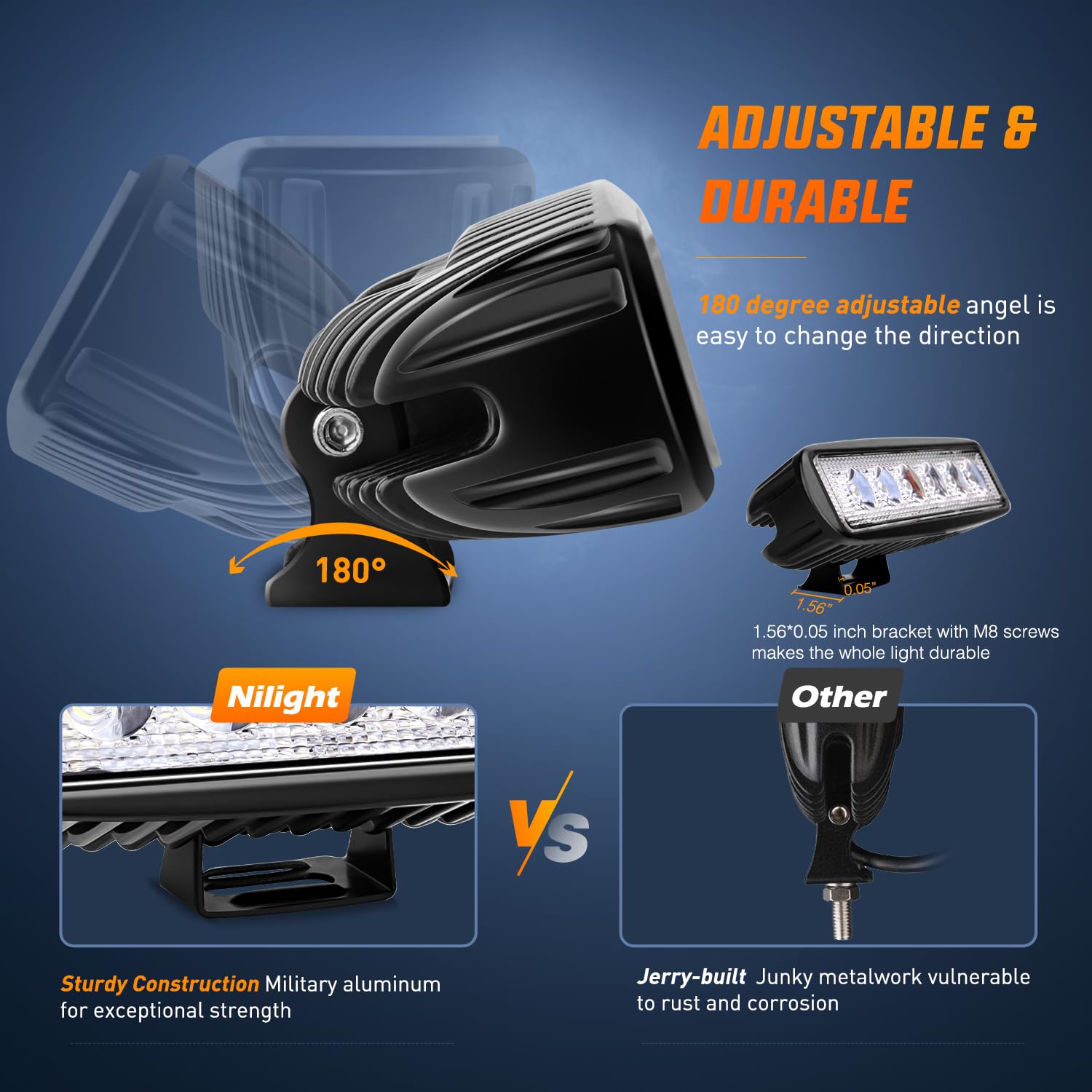 Nilight - 15019S-B Led Light Bar 2Pcs 18W Spot Driving Fog Light Off Road Lights Boat Lights Driving Lights Led Work Light Suv J