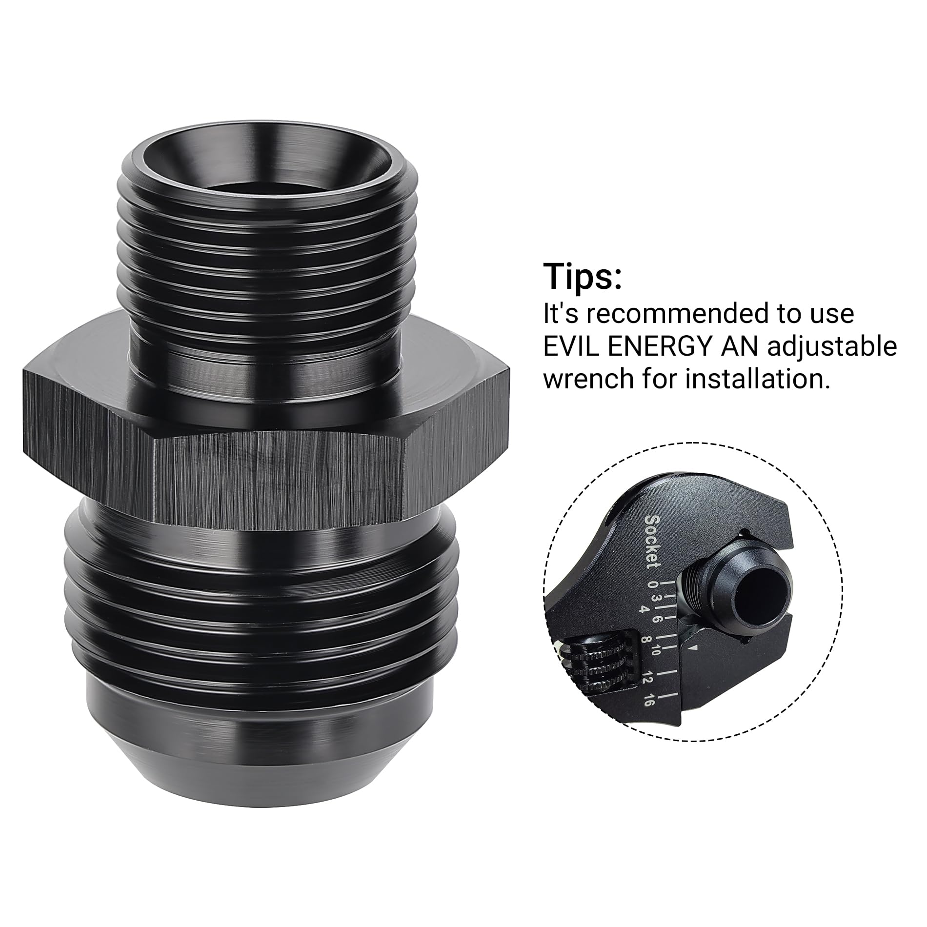 Evil Energy 12An Male Flare To M20 X 1.5Mm Male Metric Fitting Adapter Aluminium Alloy 2Pcs