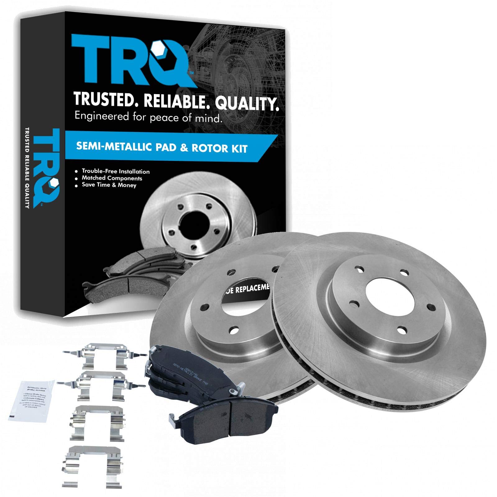 Trq Front Brake Pad & Rotor Kit Brake Pads Brake Rotor Semi-Metallic Compatible With 2007-2012 Nissan Sentra