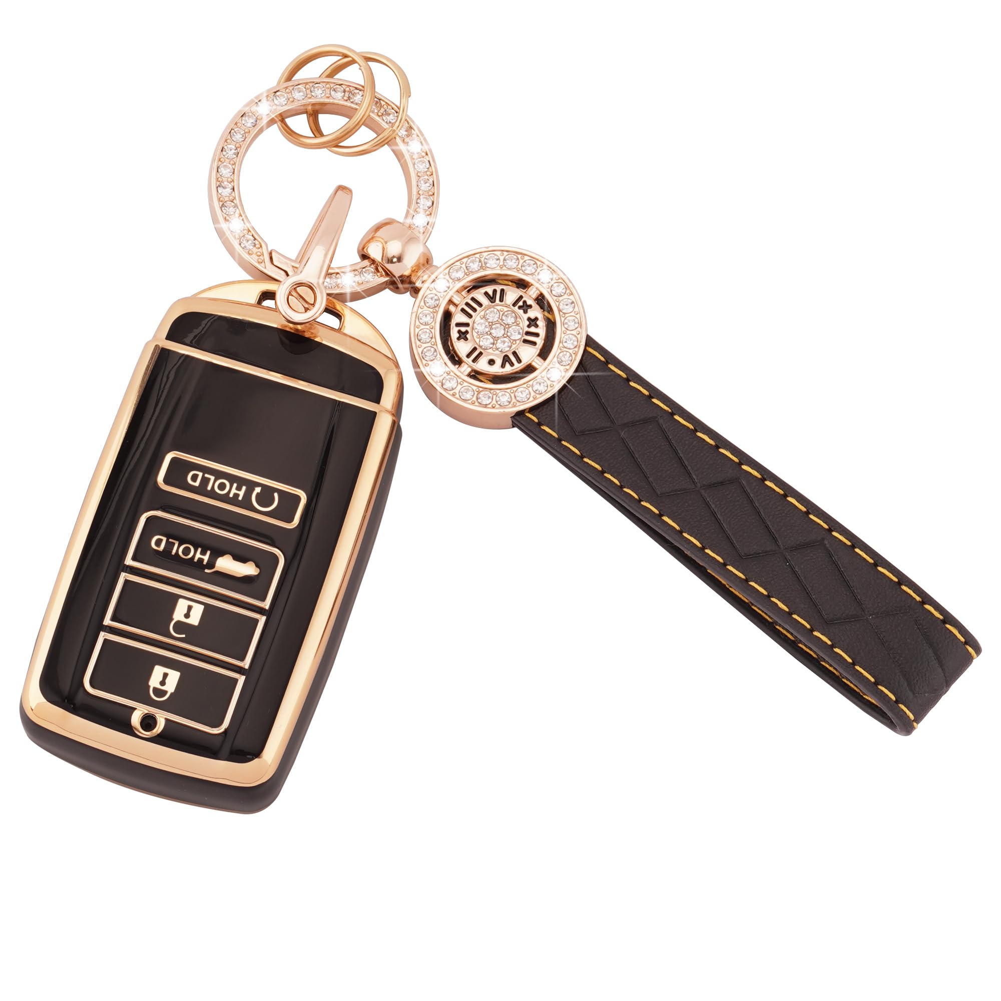 EKALA Acura Key Fob Cover Case with Leather Keychain Lanyard, 4 Button Soft TPU Shells Holder for Acura CDX RDX RLX TLX TLX-L IL