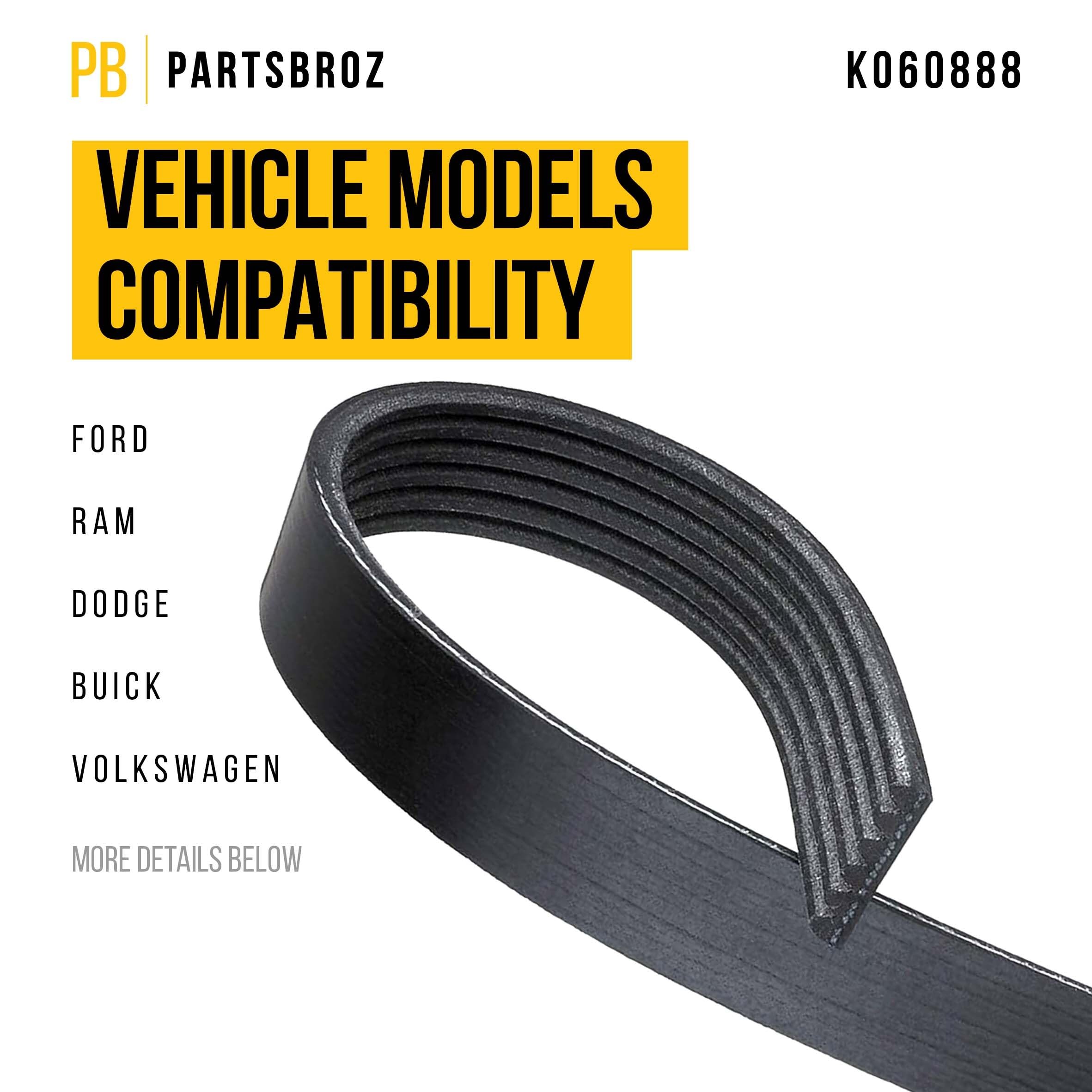 Partsbroz K060888 Micro-V Serpentine Drive Belt - Compatible With Gates Dayco Bando Acdelco Goodyear Continental Masterpro - Rep