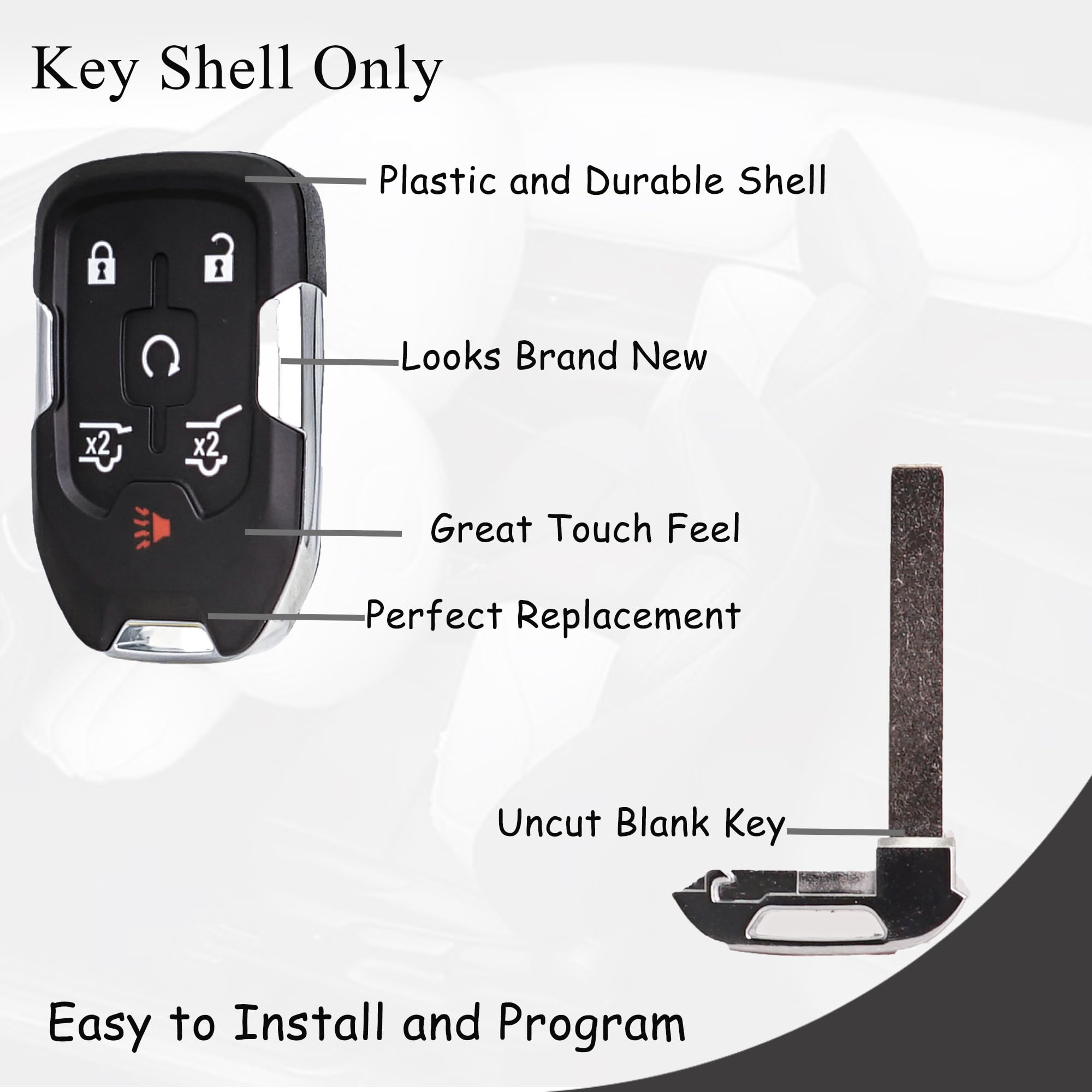 Supaland Key Fob Shell Case Replacement Fits For Chevy Suburban Tahoe Gmc Yukon 2015 2016 2017 2018 2019 2020 Keyless Entry Smar