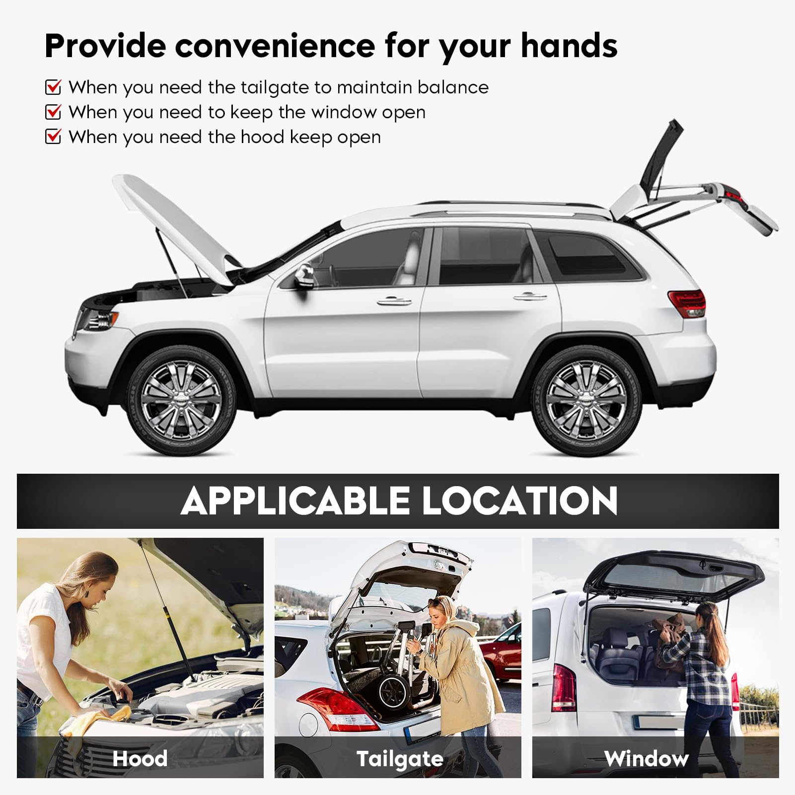 2 Pcs Rear Window Glass Lift Supports For 2002-09 Gmc Envoy(Excluding Xl Ext Lt) 2004-09 Isuzu Ascender,2005-09 Saab 9-7X,2004-0