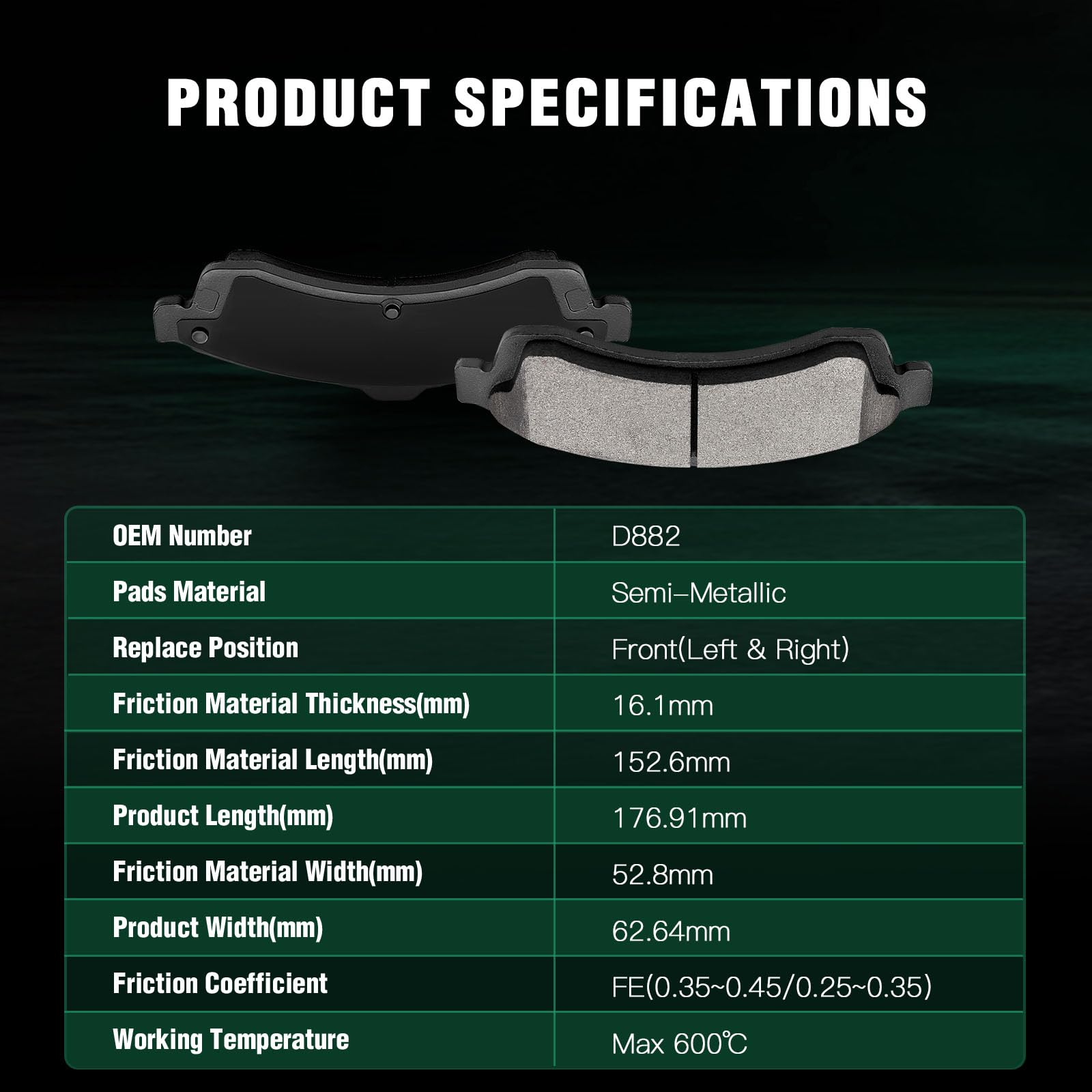 Automuto 8Pcs Front & Rear Disc Brake Pads Set D883 D882 For Buick Rainier For Chevrolet Ssr Trailblazer Trailblazer Ext For Gmc