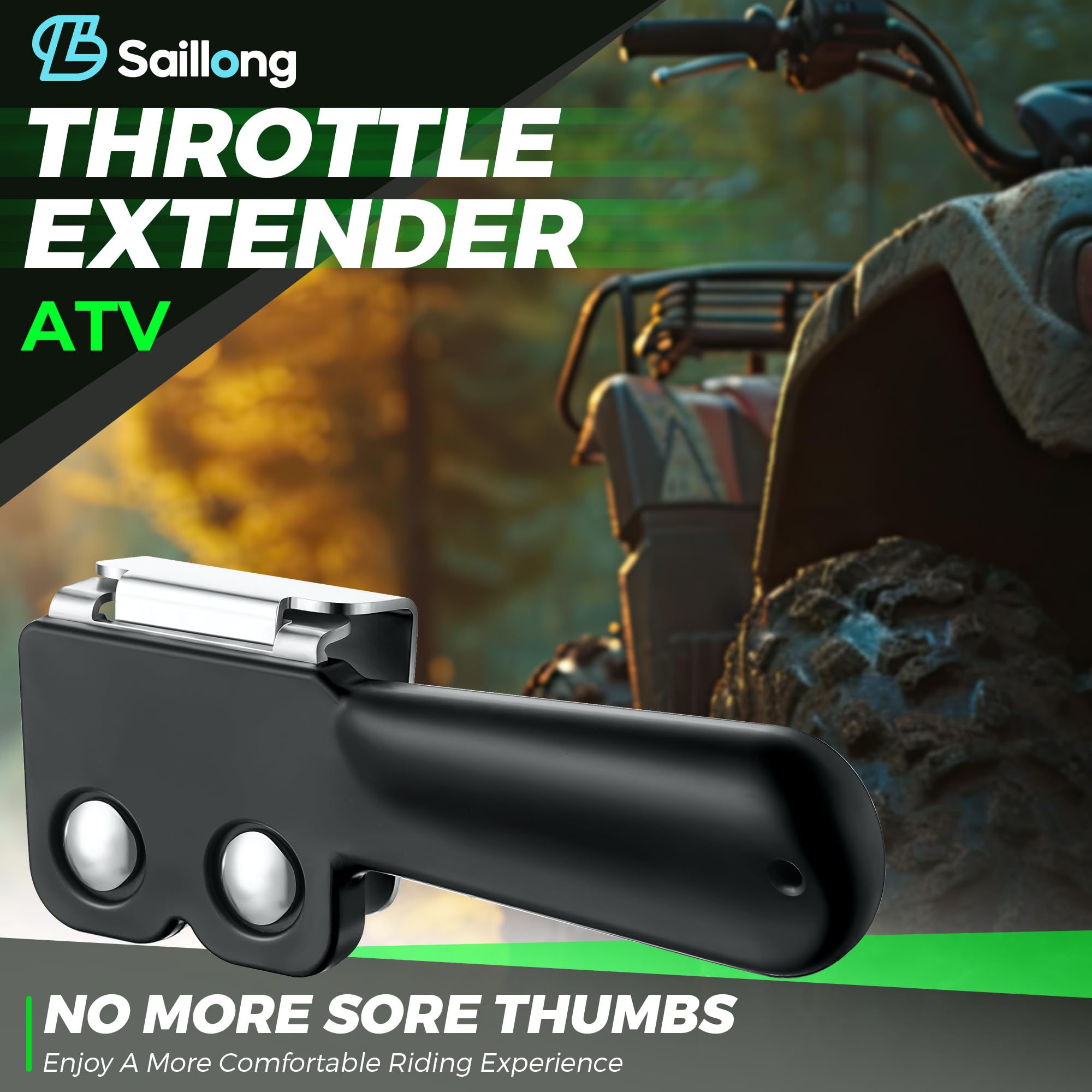 Saillong ATV Throttle Extender, Thumb Throttle Master for ATV, 2 Piece Clamp for Easy Installation, Provides Reliable and Comfor