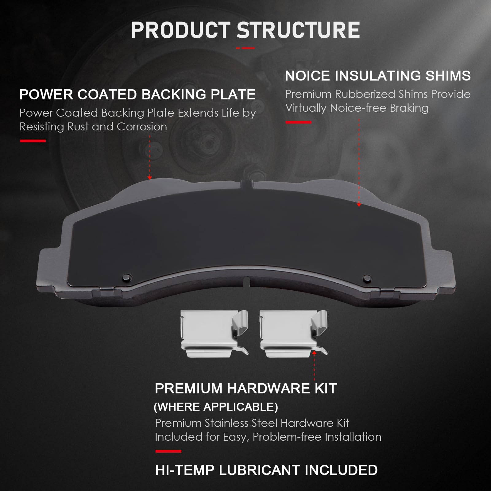 Cciyu D1414 Front Ceramic Brake Pads Kit 4Pcs Fit For 2010-2019 For Ford Expedition,2010-2019 For Ford For F-150,2010-2018 For L