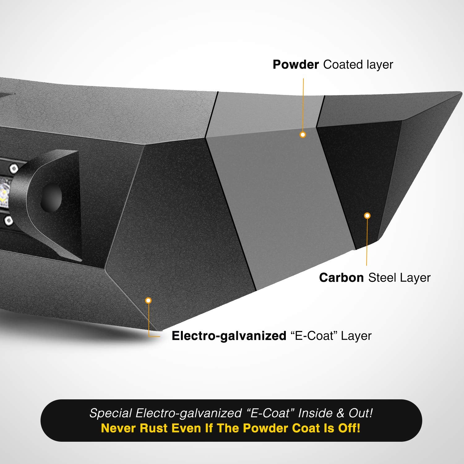 Nilight - Jk-52A Rear Bumper Compatible For 2007-2018 Wrangler Jk,Rock Crawler Bumper With Hitch Receiver & 2X Upgraded 18W Led