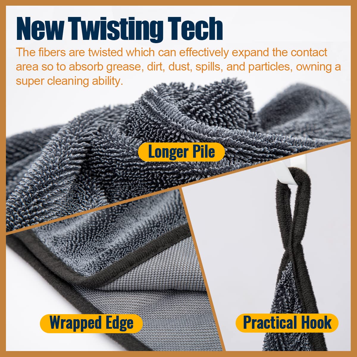 Airlab Microfiber Drying Towels For Cars Wash Lint-Free Streak-Free Super Absorbent Ultra Soft Auto Detailing Supplies 16 X 24 Inches, Pack Of 2