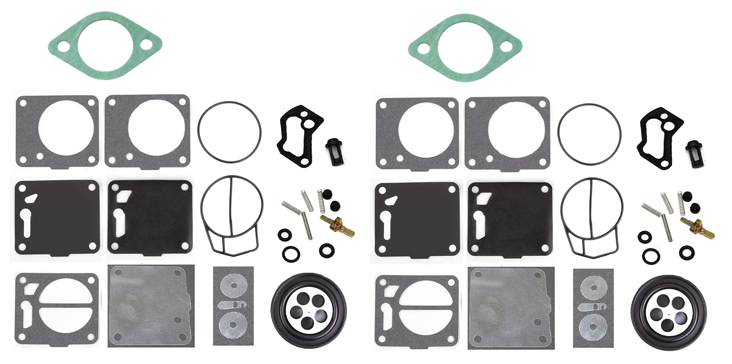 Aftermarket Dual Carb Rebuild Kit with Base Gaskets 007-494 Compatible with Sea-Doo / Polaris 3240128 / Kawasaki 11060-3786 650 657 720 717 787 800 XP Carburetor