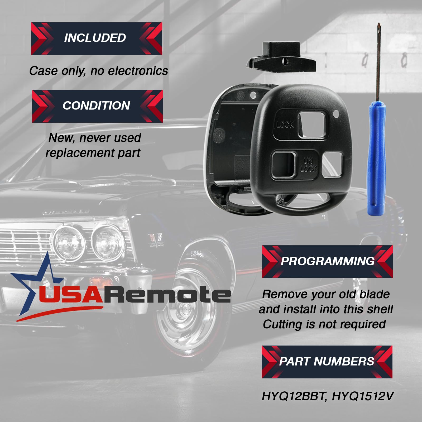 Fits Case Shell Key Fob Keyless Entry Remote (Cutting Not Required)