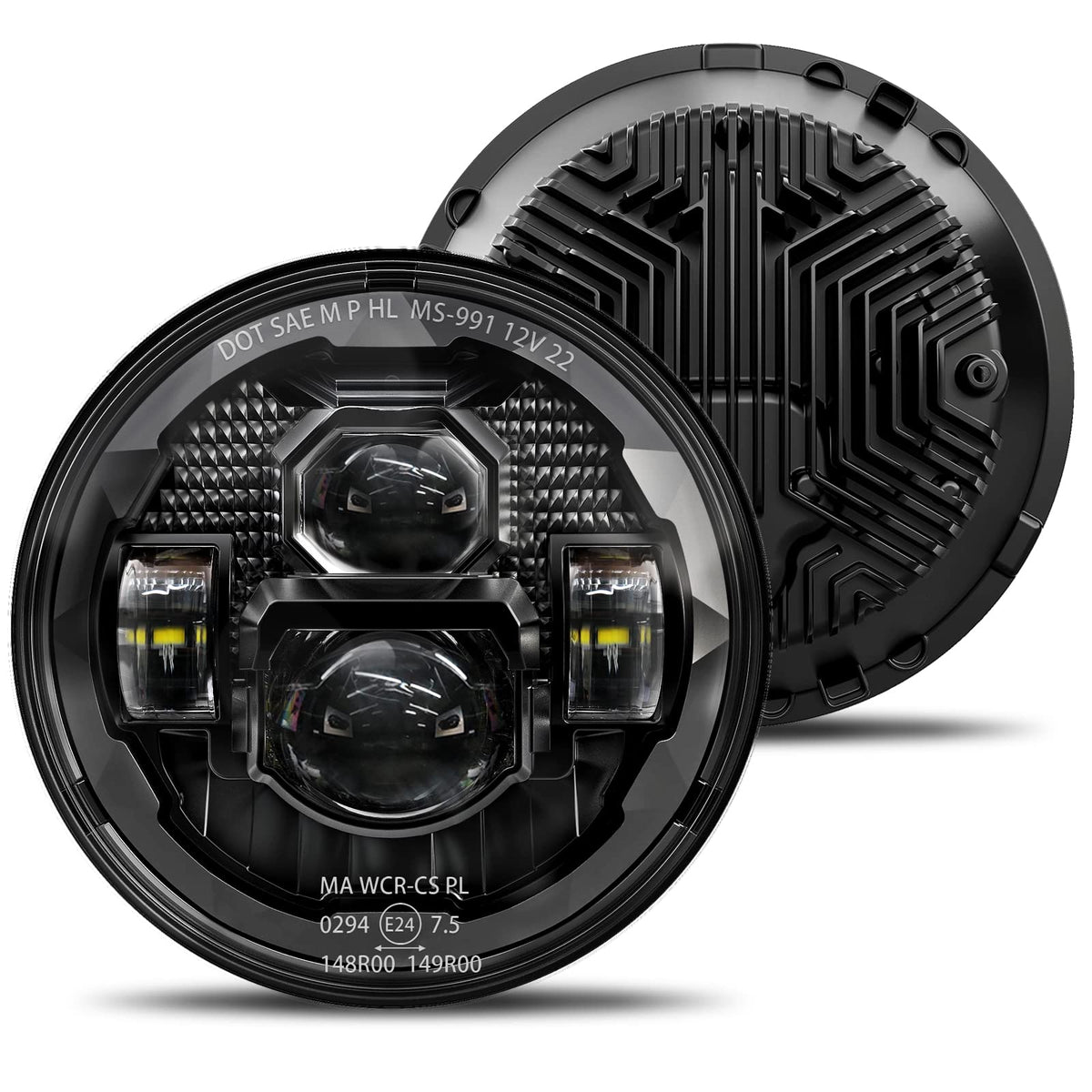 Hwstar 2023 New 1000% Bright Anti-Glare 7 Inch Led Headlights Round Compatible With Jeep Wrangler Jk Jku Tj Lj Chevy Ford Gmc Dodge Mazda Nissan Mack Vw Etc Dot Approved H6024 Hi/Low Sealed Beam