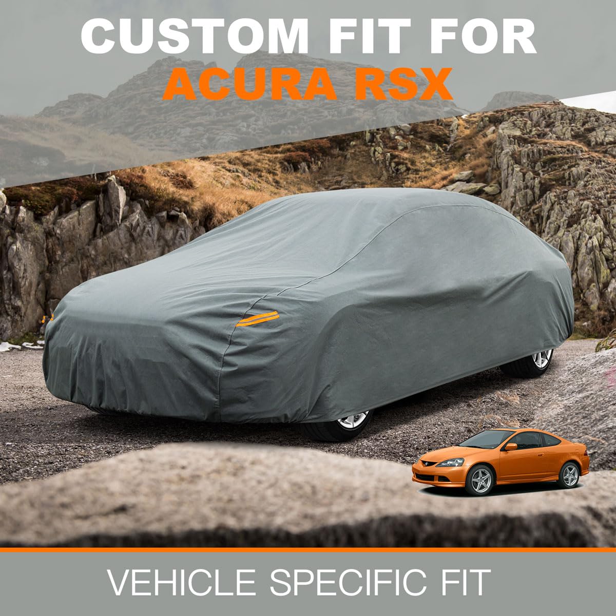 Kayme Heavy Duty Car Cover Custom Fit Acura Rsx (2002-2007) Waterproof All Weather For Automobiles, Full Exterior Covers Sun Rai