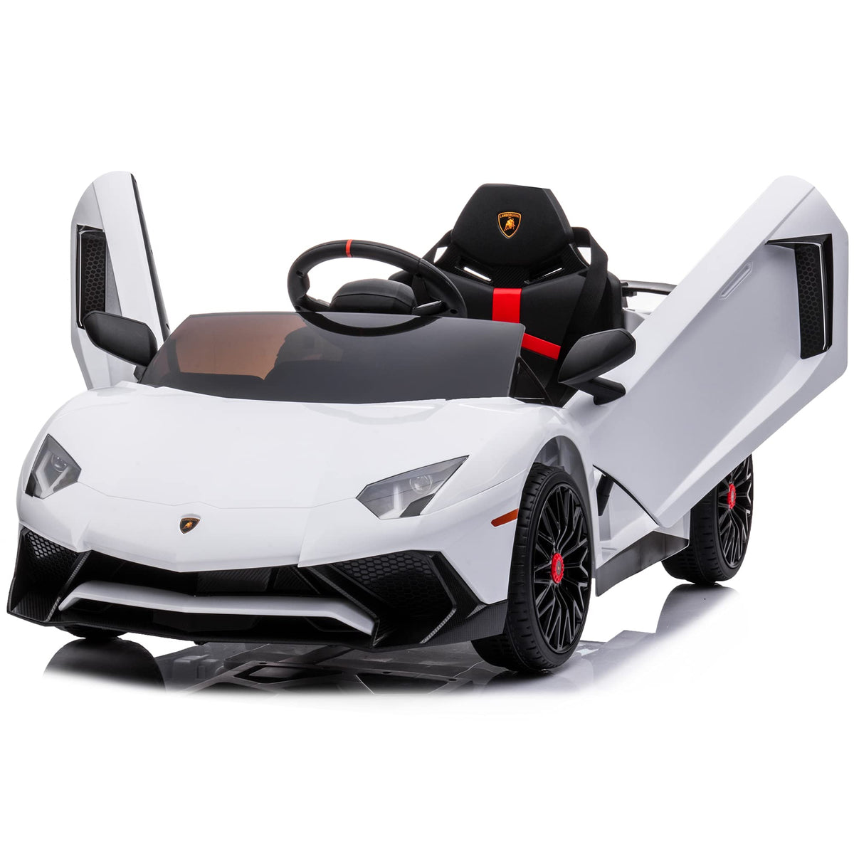 Kidzone Kids Electric Ride On 12V Licensed Lamborghini Aventador Battery Powered Sports Car Toy With 2 Speeds, Parent Control, S