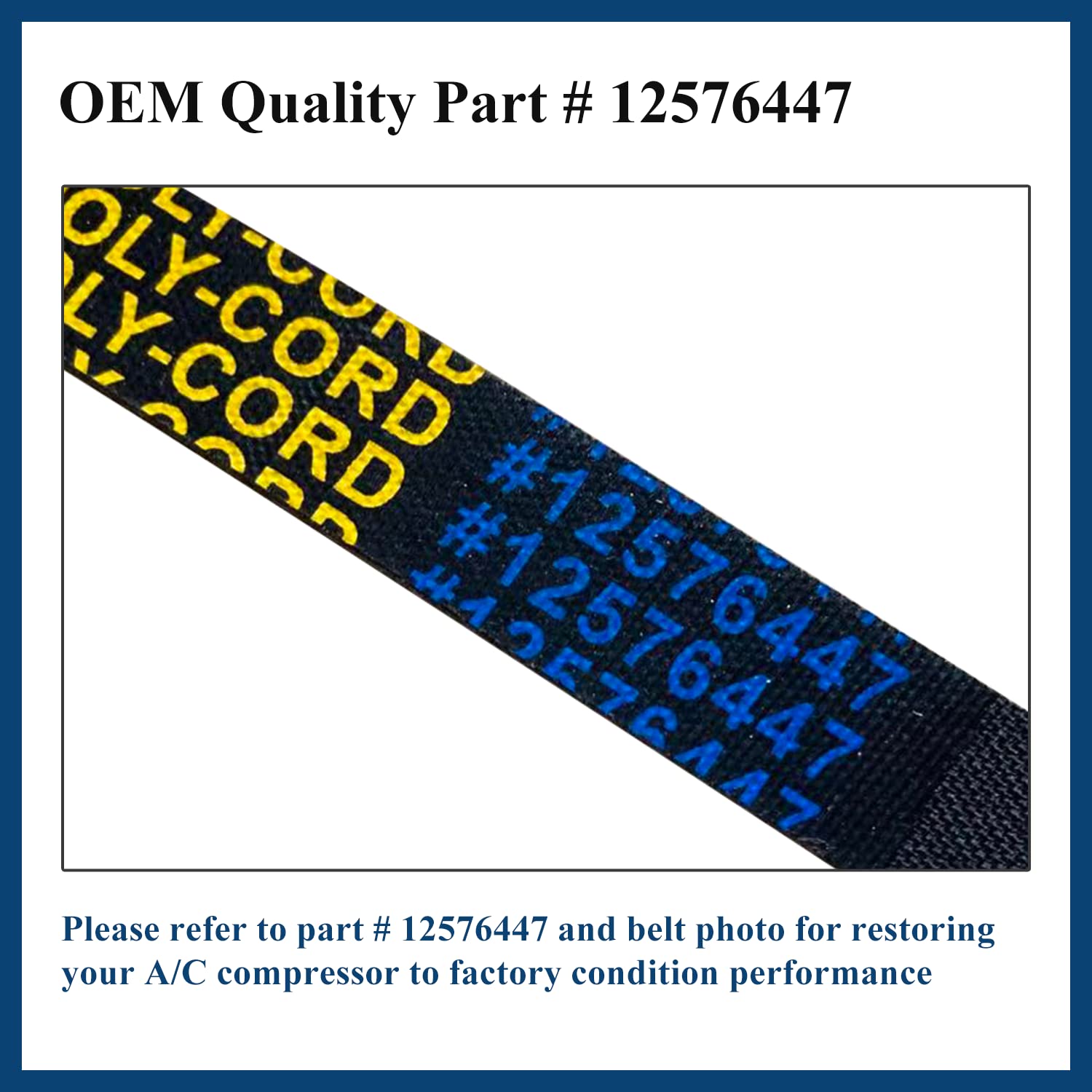 12576447 Ac Belt For Chevy Tahoe Suburban Silverado Avalanche Express, Cadillac Escalade, Gmc Savana Sierra 1500 2500 3500 Yukon Denali, Hummer H2 Air Conditioning Conditioner Belt