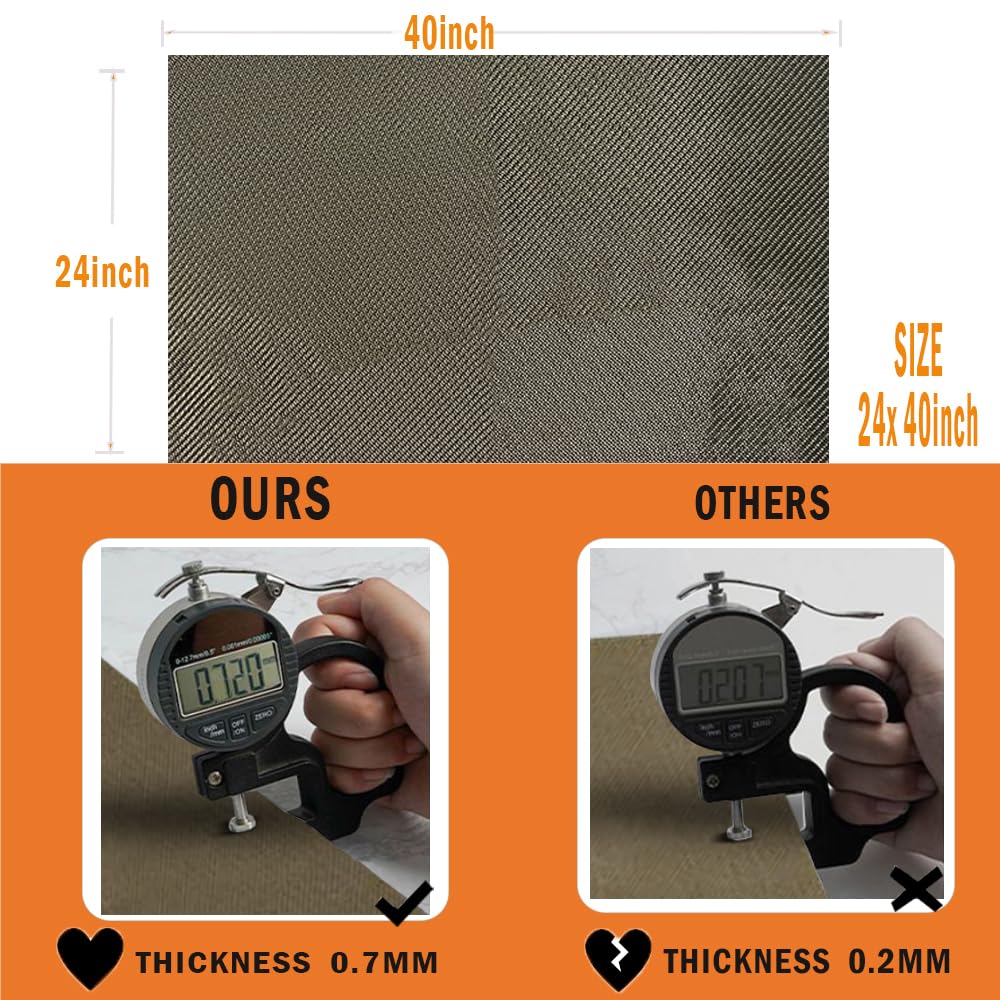 Titanium Adhesive Backed Exhaust Heat Shield 24'' X 40'' For Wall Behind Grill 2500 Degrees High Temp Protection Material Therma