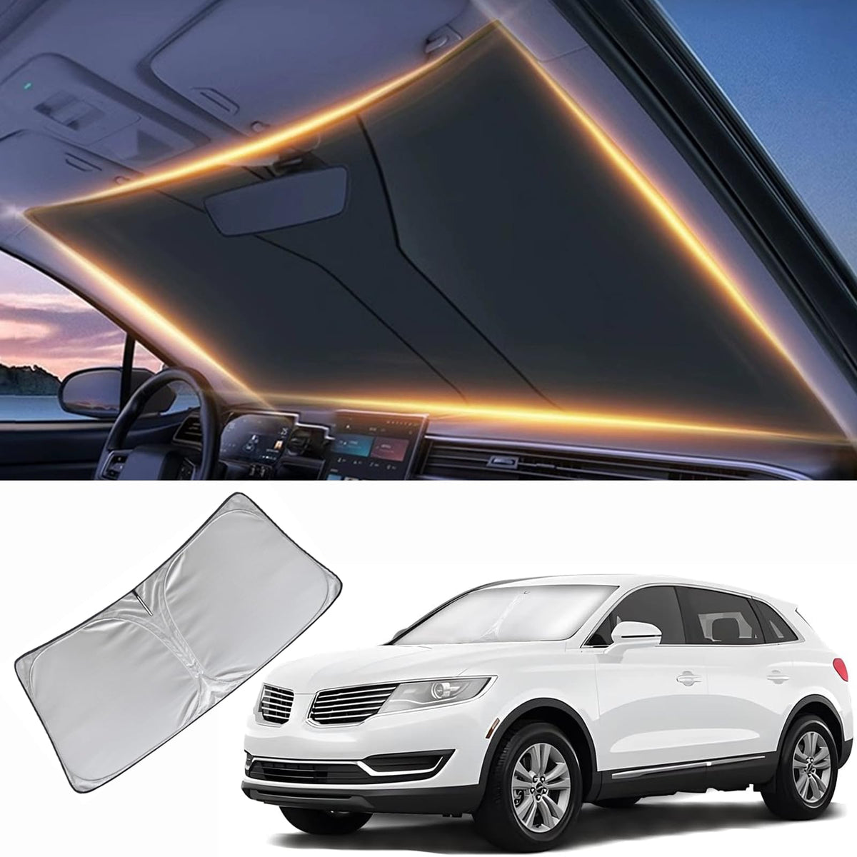 Windshield Sun Shade For Lincoln Mkx Front Window Shades Cover For 2007-2018 Mkx Windshield Sun Visor Protector Car Accessories