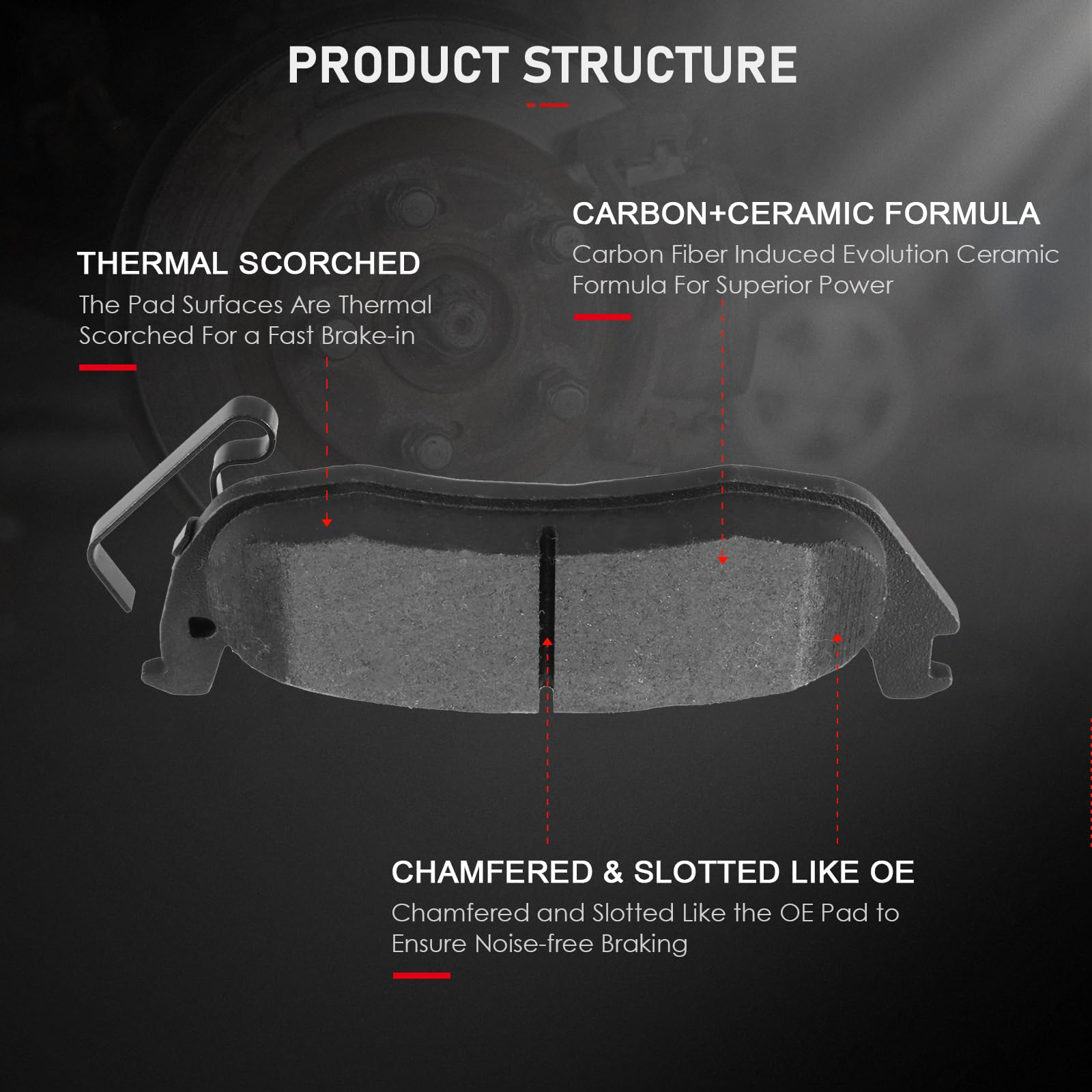 Cciyu D1087 Ceramic Rear Brake Pad Set Fit For 2006-2010 For Jeep Commander,2005-2010 For Jeep Grand For Cherokee