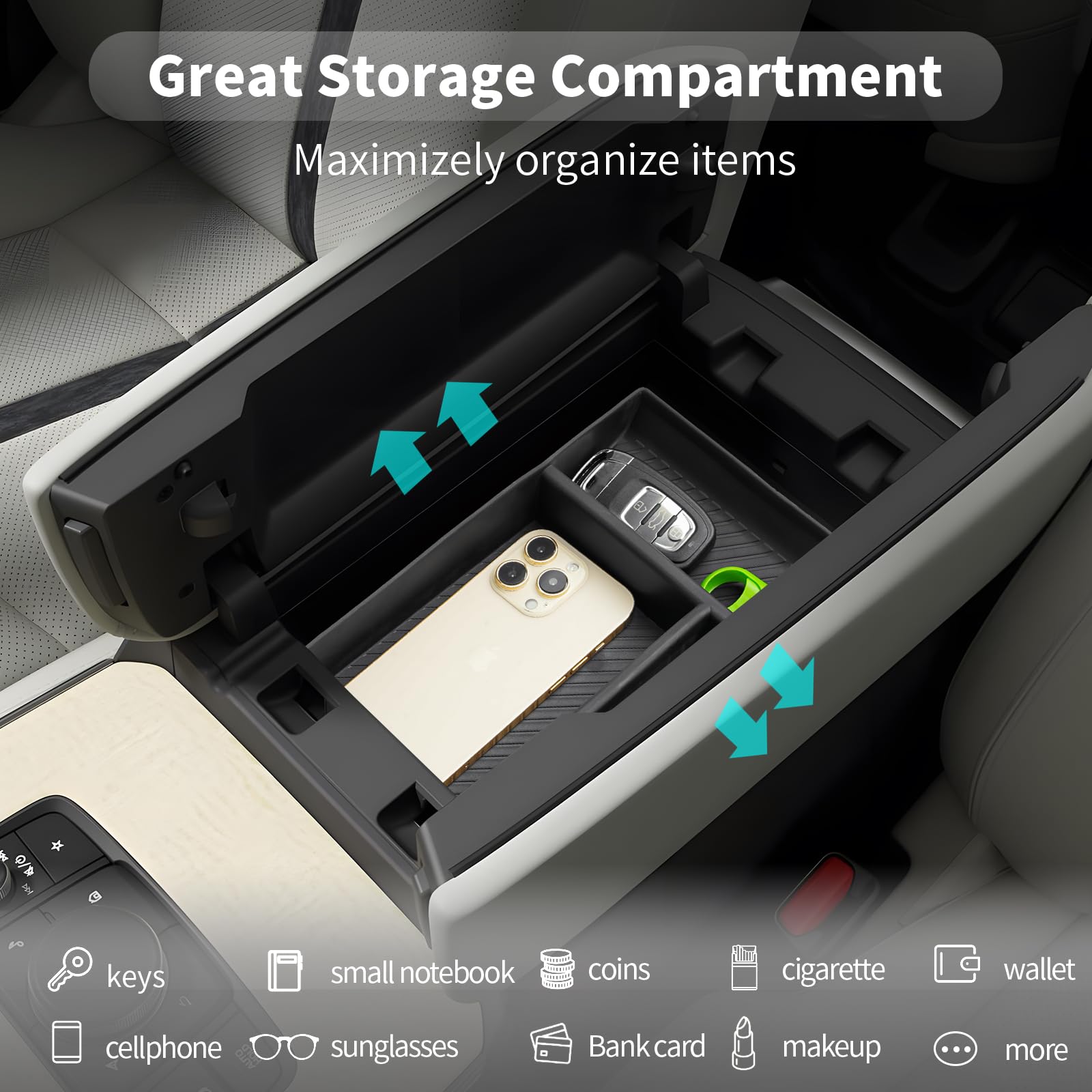 Cdefg For 2024 2025 Mazda Cx-90 Cx-70 Center Console Organizer Tray Compatible With 2024 2025 Mazda Cx-90 Cx-70 Middle Console Armrest Storage Box 2024 2025 Cx-90 Cx70 Accessories(1 For Armrest Only)