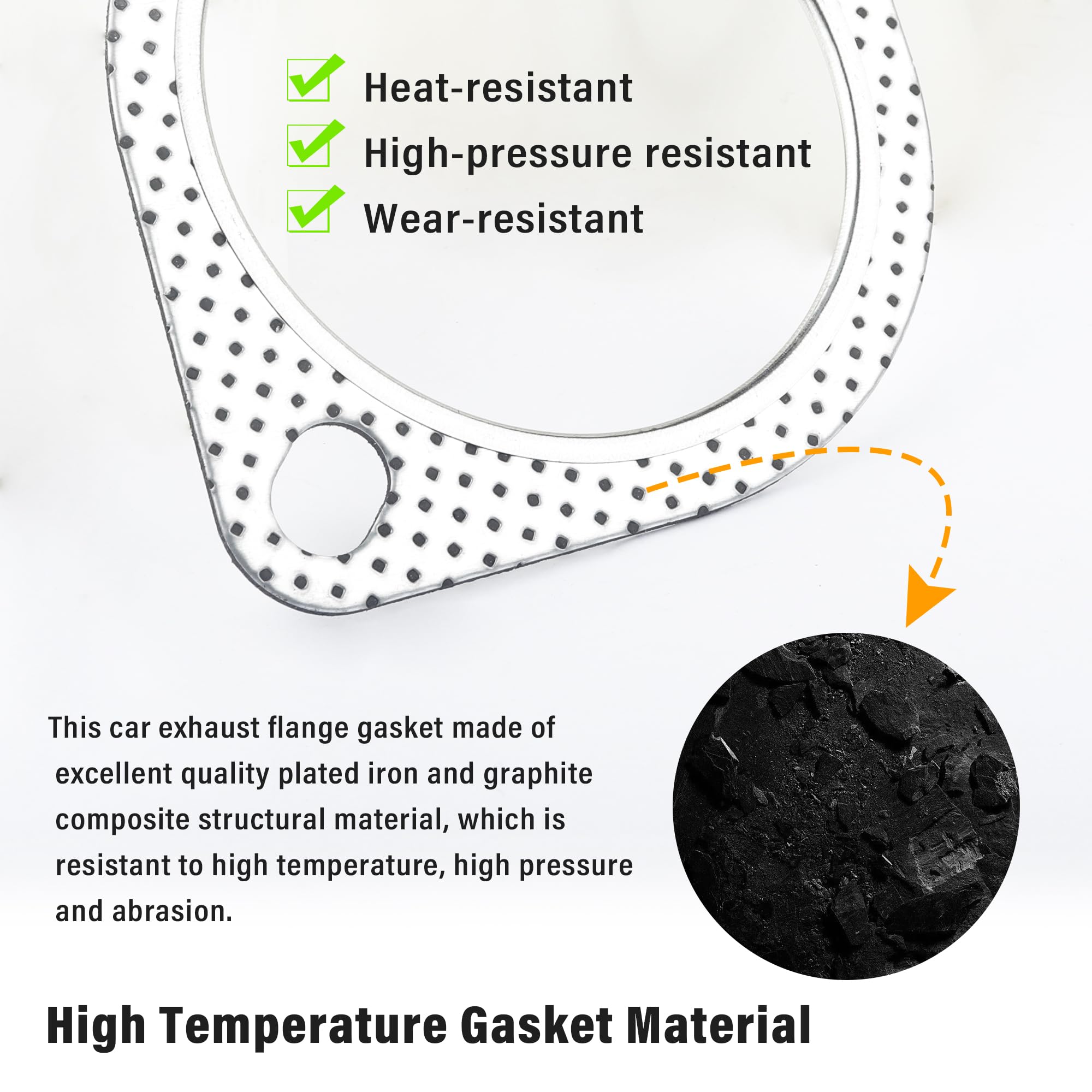 2Pcs Car Exhaust Gasket,3.5'' 2-Bolt Exhaust Flange Gasket Car Accessories,Professional Exhaust Manifold Gasket Made Of High Tem