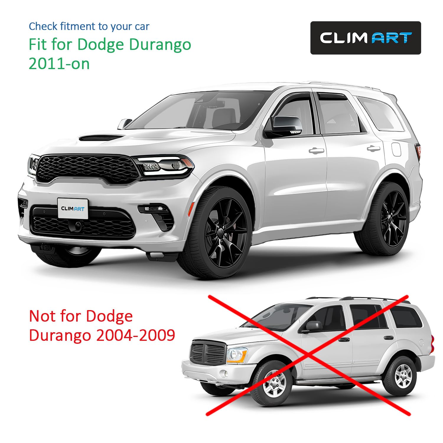 Clim Art In-Channel Incredibly Durable Rain Guards For Dodge Durango 2011-2025, Original Window Deflectors, Vent Window Visors,