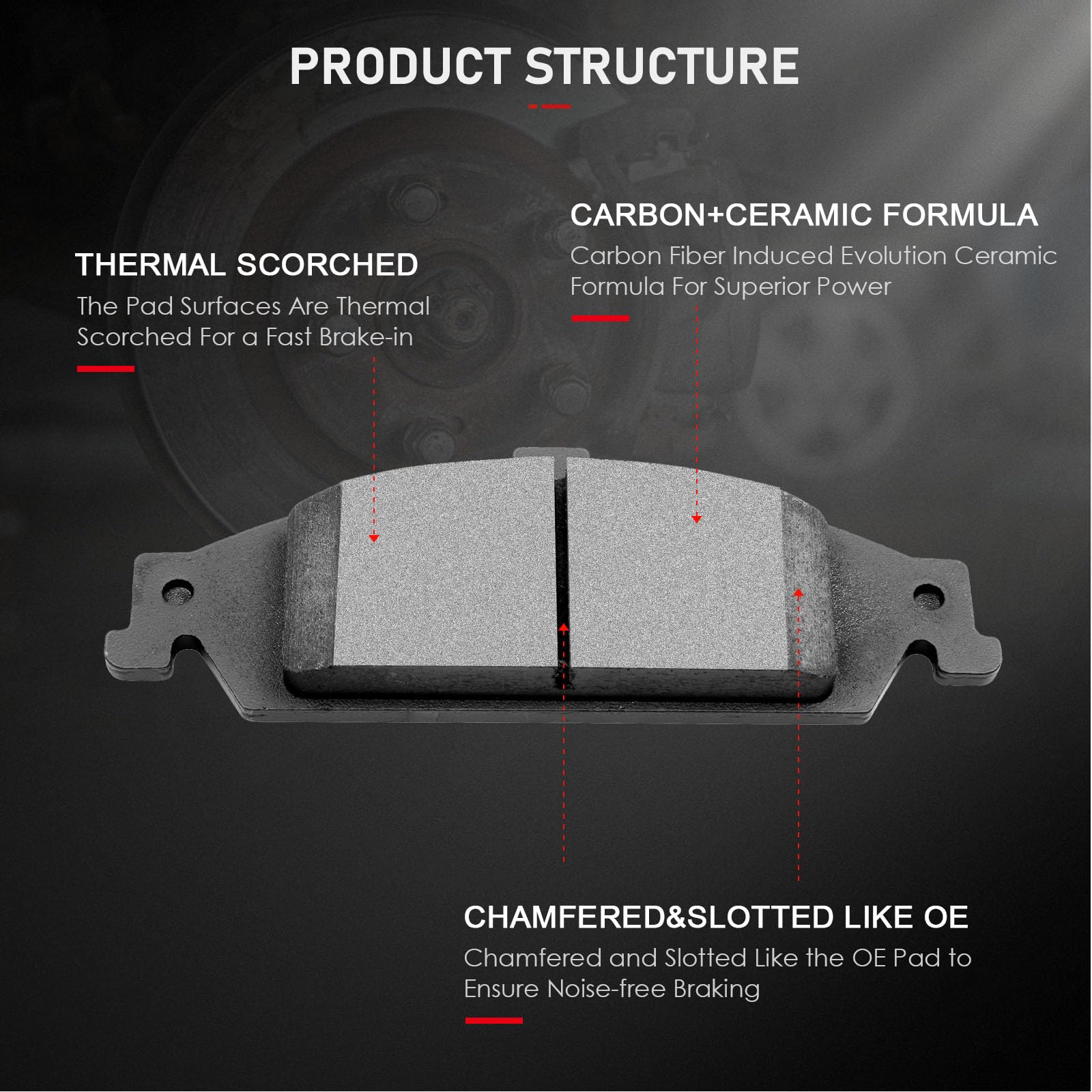Cciyu D698 D727 Front & Rear Ceramic Disc Brake Pads Kit For Oldsmobile Alero 1999-2004,For Pontiac Grand Am 1999-2005 8Pcs