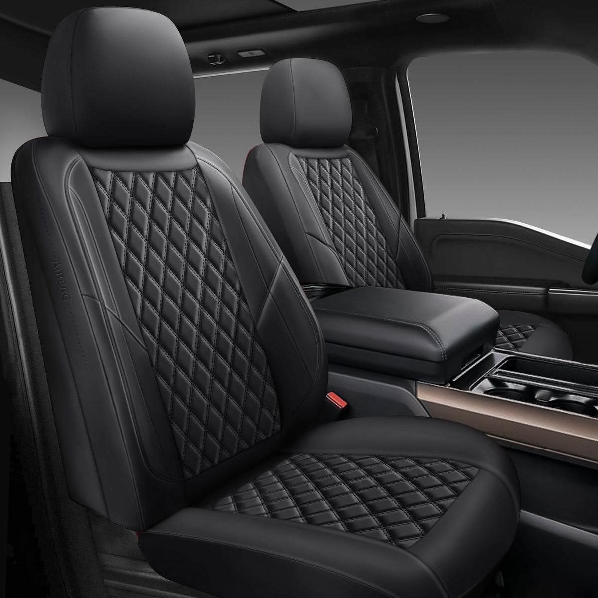 GEEYONTEK Premium Leather Car Seat Covers Full Set,Universal Fit for Cars,Trucks&SUVs,Waterproof Car Seat Cushion,Full Coverage 