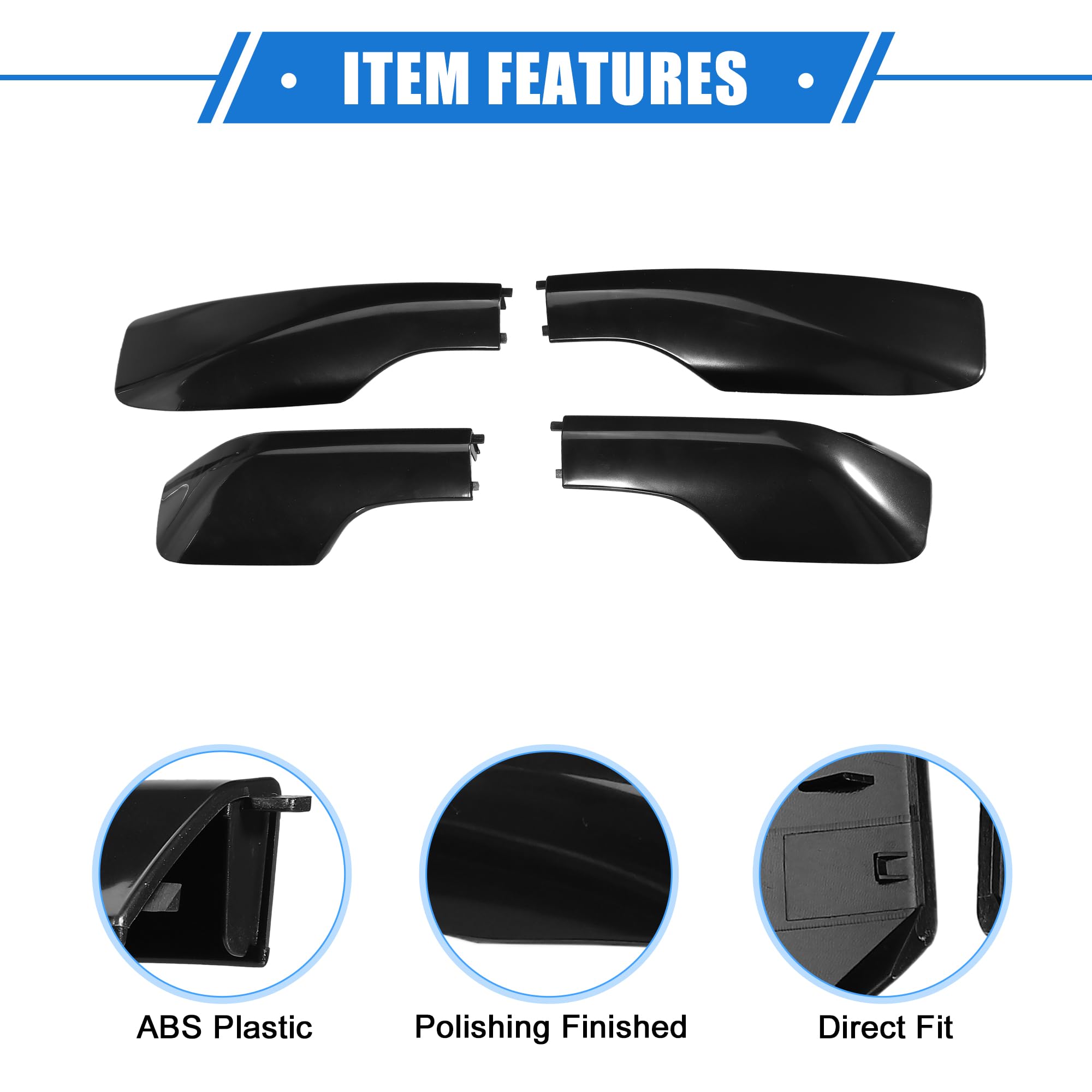 VekAuto 4pcs Car Roof Rack Side Rails End Cover Shell Cap Compatible for Toyota RAV4 2001-2005, Durable Plastic Black Cargo Rack