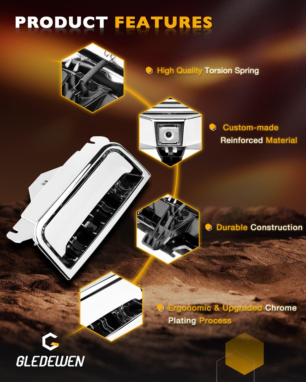 22861304 Center Console Latch, Compatible With 2014-2020 Chevy Silverado Suburban Tahoe, Gmc Yukon Sierra 1500 2500 3500, Chrome