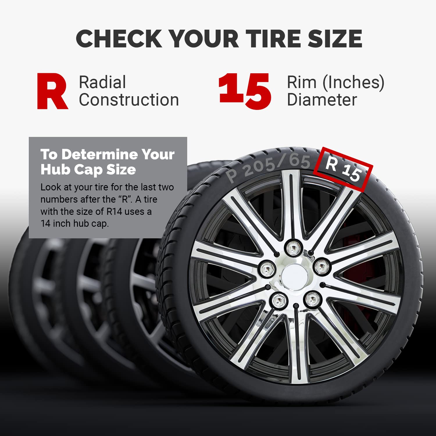 Pilot Automotive Wh528-15Se-Bx 15 Inch Silver With Black Accent Universal Hubcap Wheel Covers For Cars - Set Of 4 - Fits Most Ca