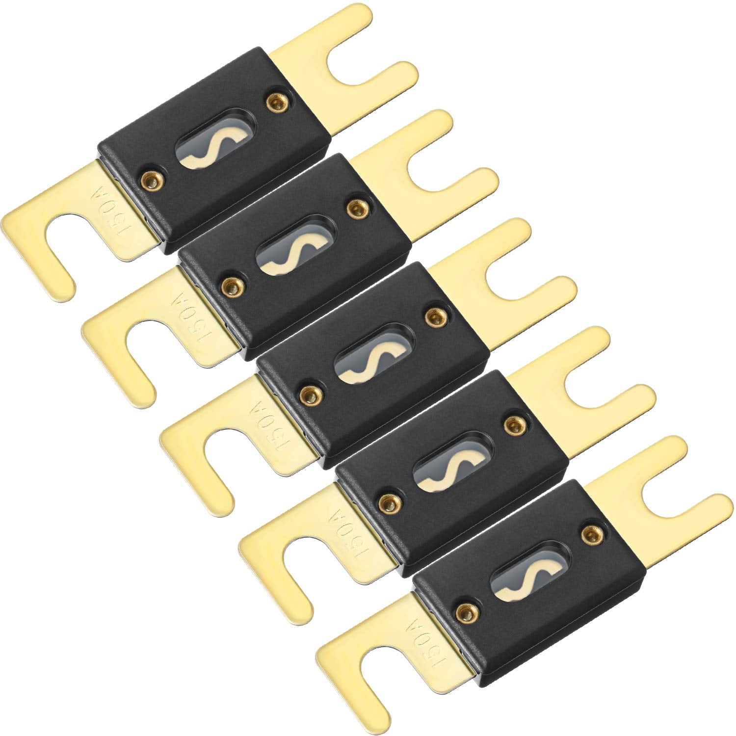 5 Pieces Anl Fuse Inline Fuse Gold Plated Fuse For Car Vehicle Audio Video System (150 Amp)