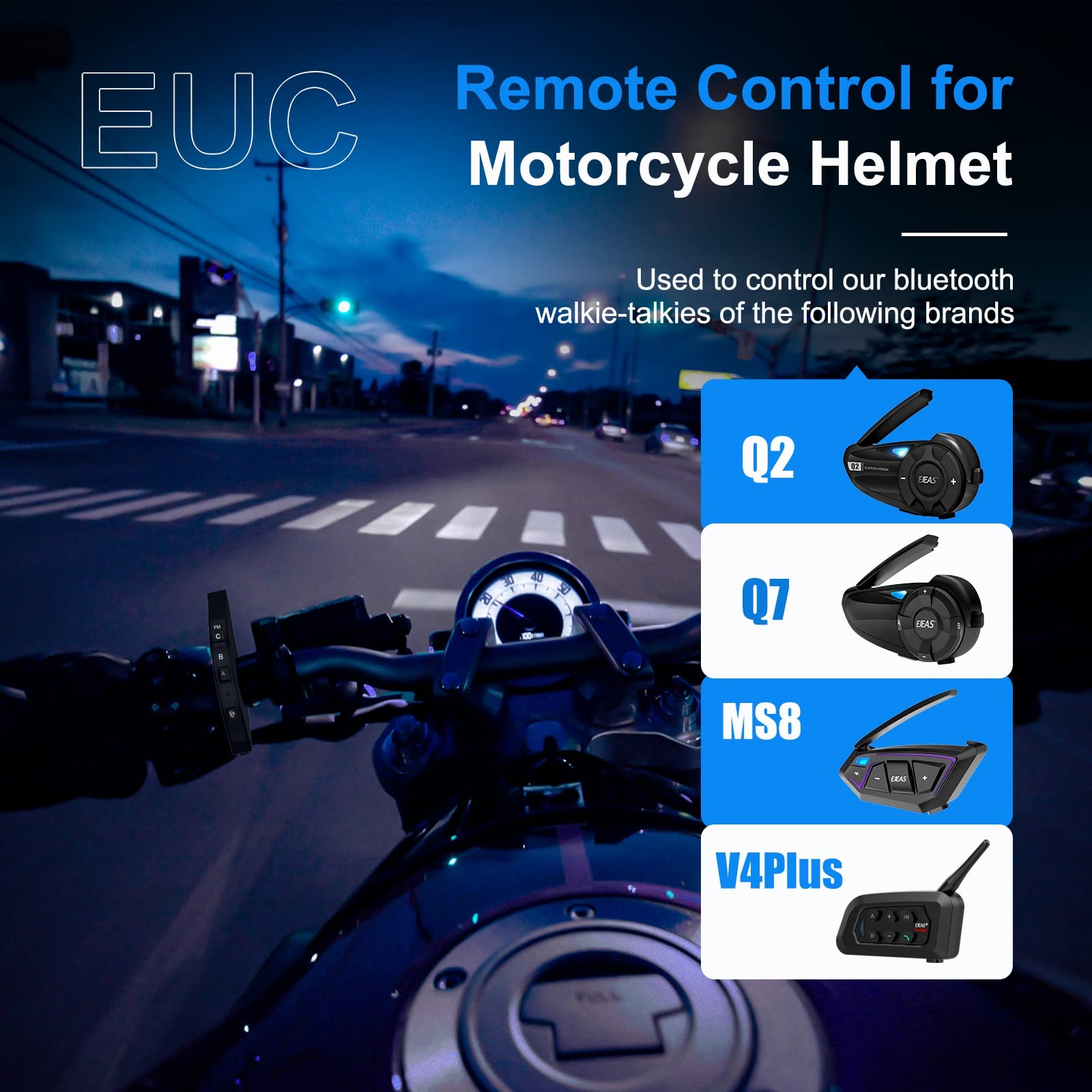 Ejeas Euc Motorcycle Intercom Bluetooth Remote Control Handle, Fm Control, Telephone Answering, Music Switching, Intercom Contro