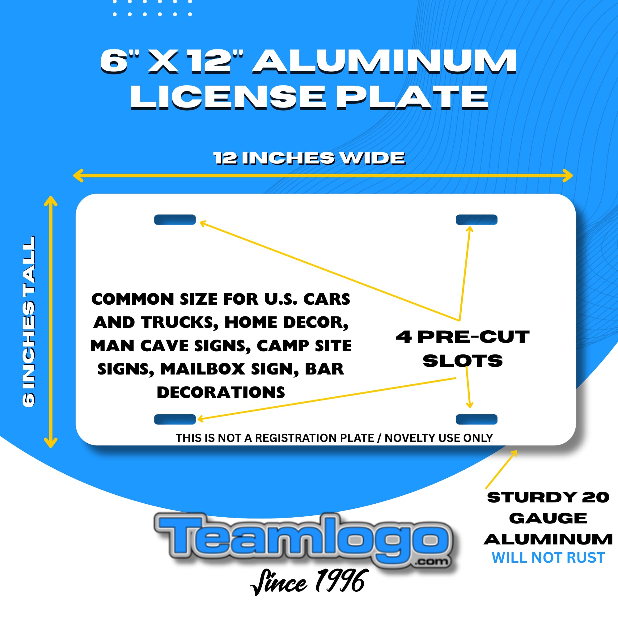 Personalized Utah License Plate 6 '' X 12 '' (Inches) Aluminum. Add Your Name, Text Or Numbers.Full Size Novelty Plate - Fits Ca