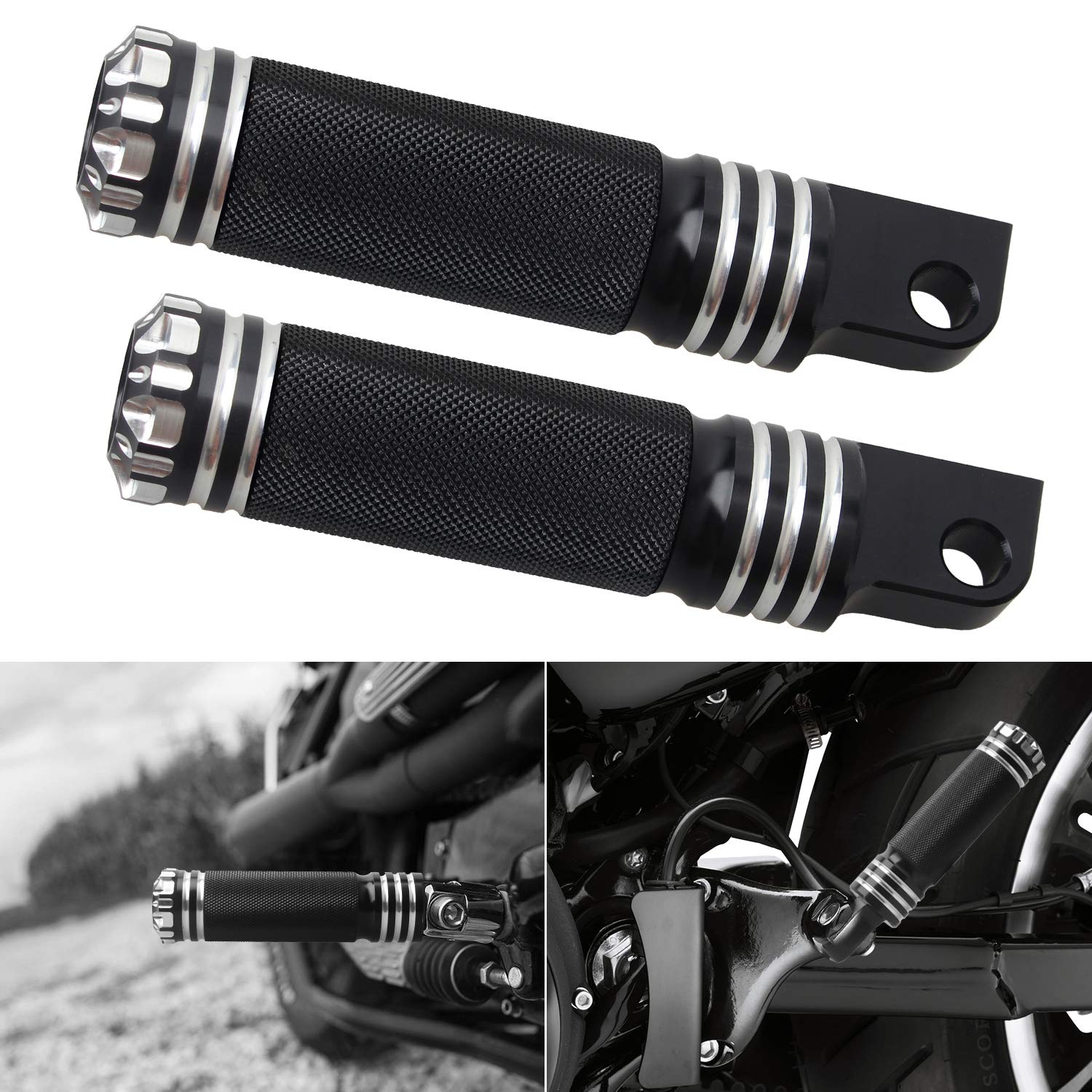 NTHREEAUTO Mounting Footpegs, Male Billet Footrests, Motorcycle Passenger Pedals Compatible with Harley Sportster, Dyna, Road Ki