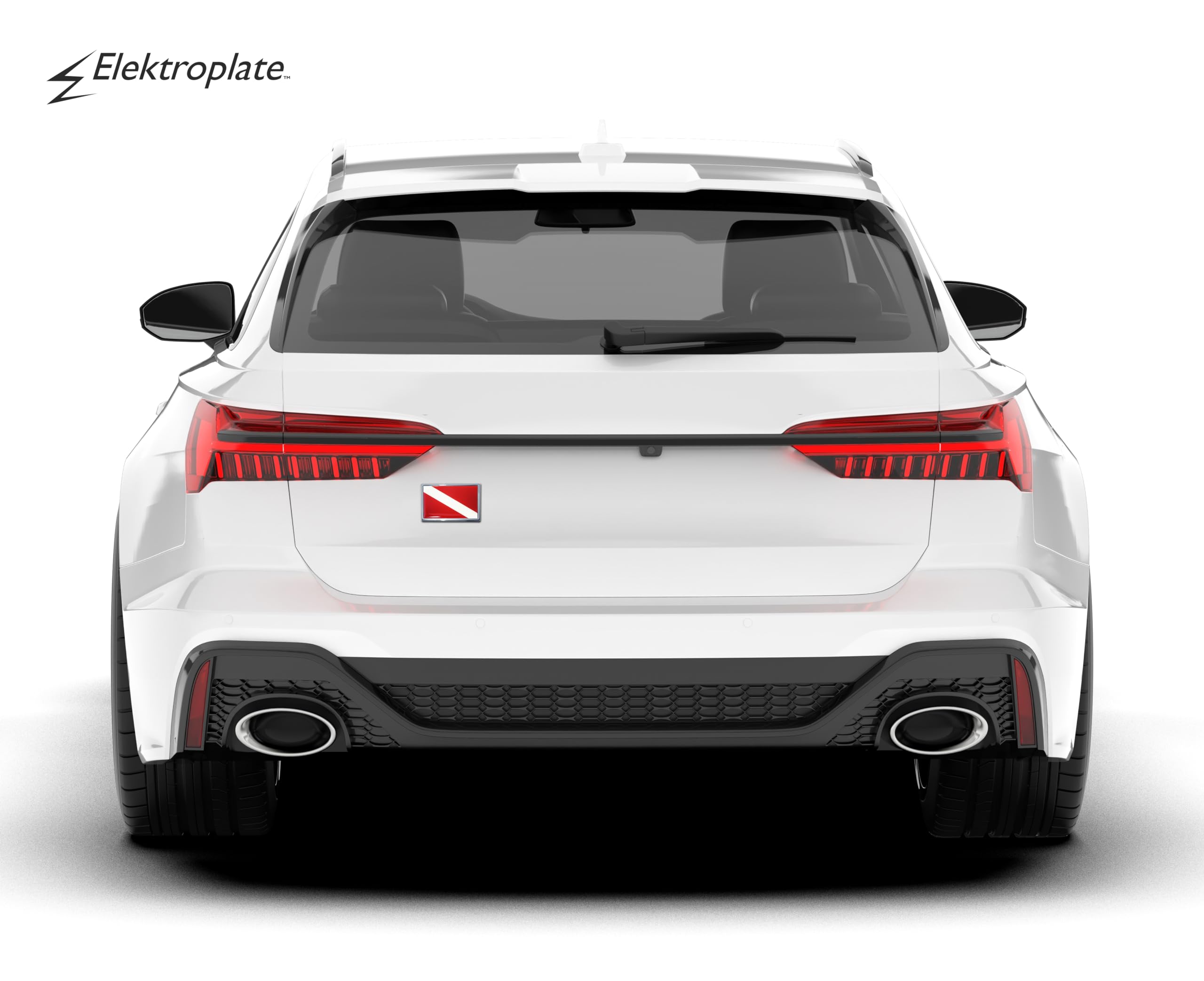 Elektroplate Premium Small Scuba Diver Down Flag All Metal Chrome Emblem For Cars | Universal Fit At 2.5 X 3.4 | Weatherproof