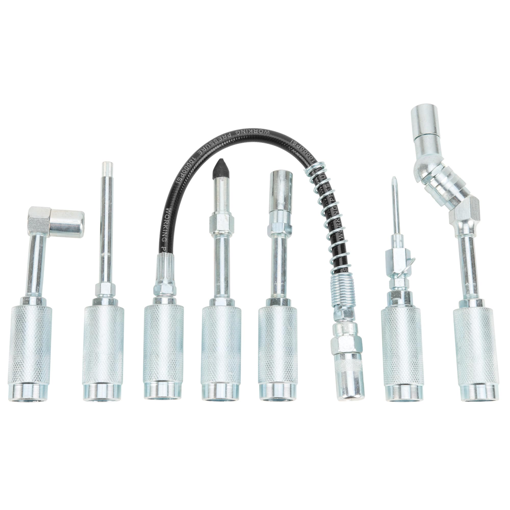 Performance Tool Cordless Grease Gun Accessories Kit, 7-Piece, Metal, Silver, Model W50049