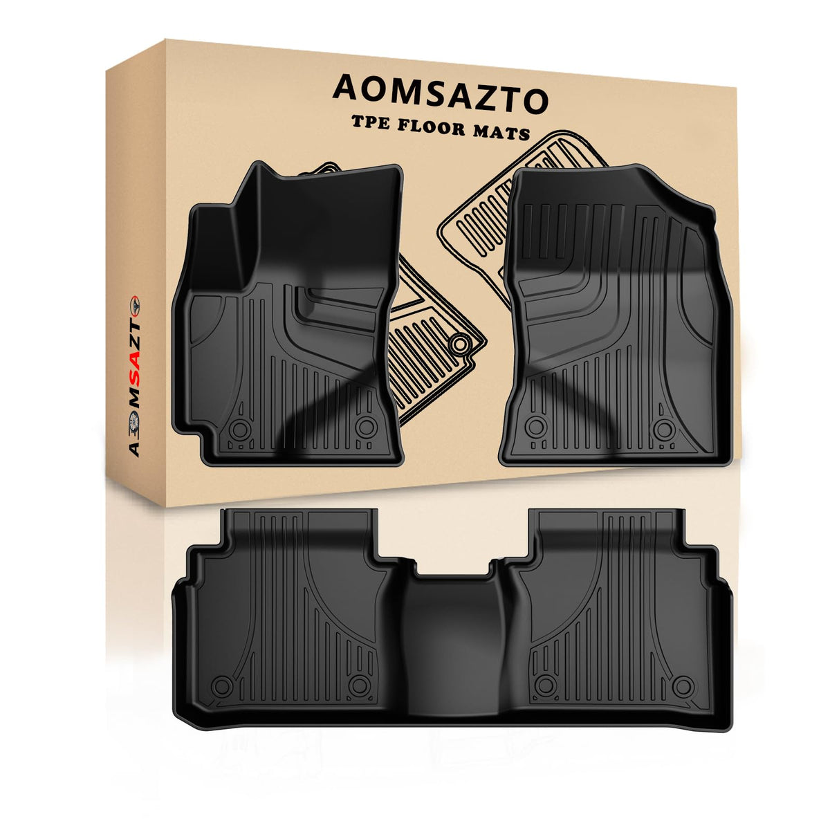 AOMSAZTO Floor Mats Compatible with Toyota Corolla Sedan 2014-2019, Heavy Duty TPE All Weather Automotive Floor Mats, 1st & 2nd 