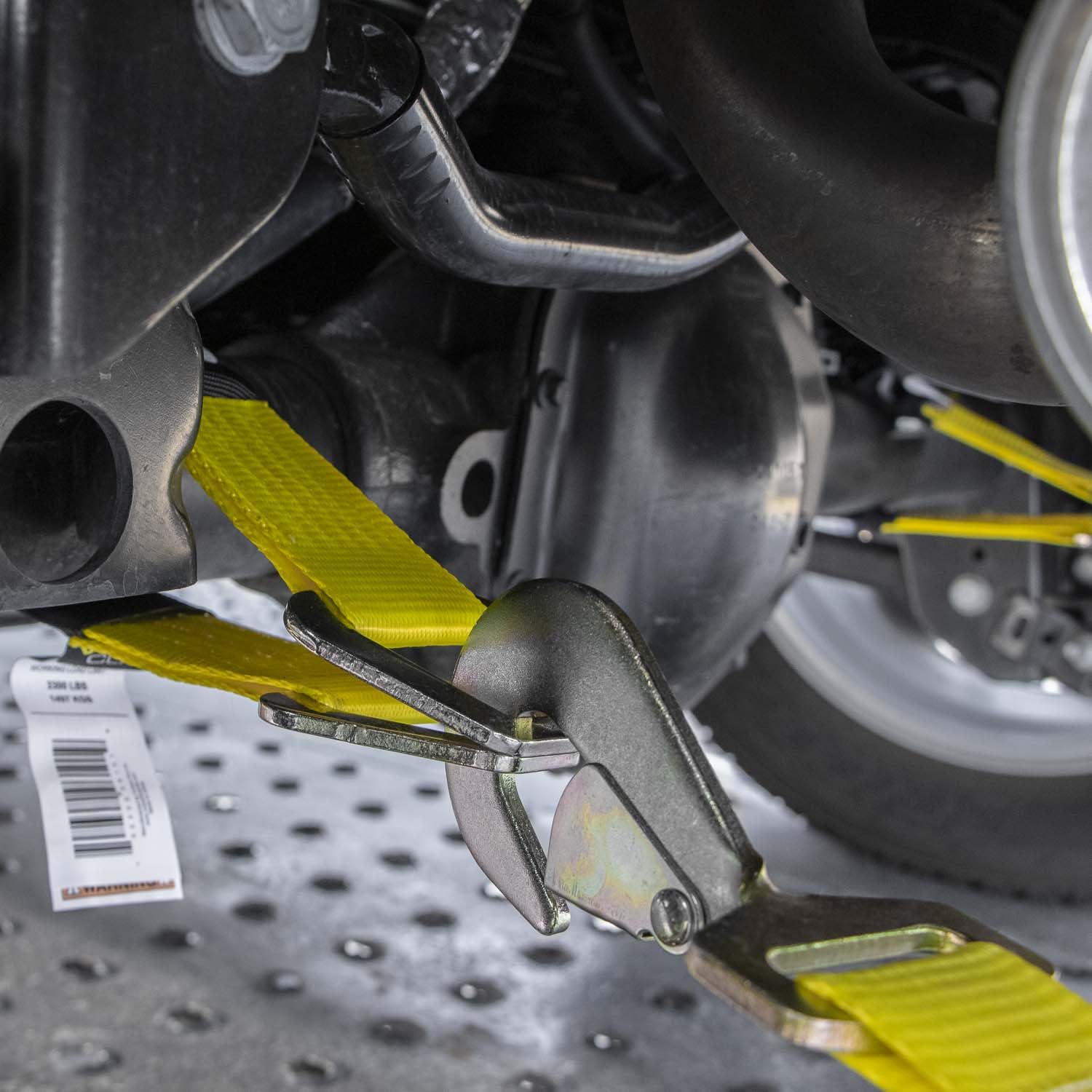 Vulcan Tie Down Axle Straps With Wear Pad - 4 Pack - Classic Yellow - 3,300 Pound Safe Working Load