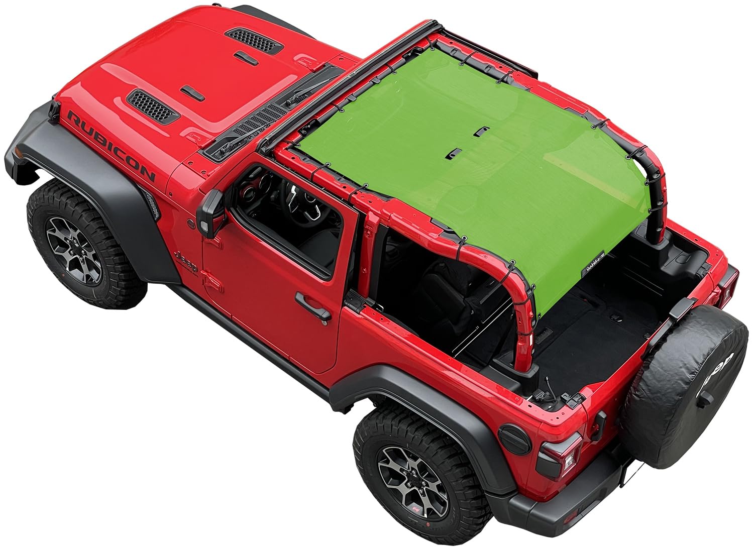Shadeidea Sunshade Top For Jeep Wrangler Top Sun Shade Jl (2018-2023) 2 Door Sun Shade Front And Rear Trunk - Green Mesh Screen
