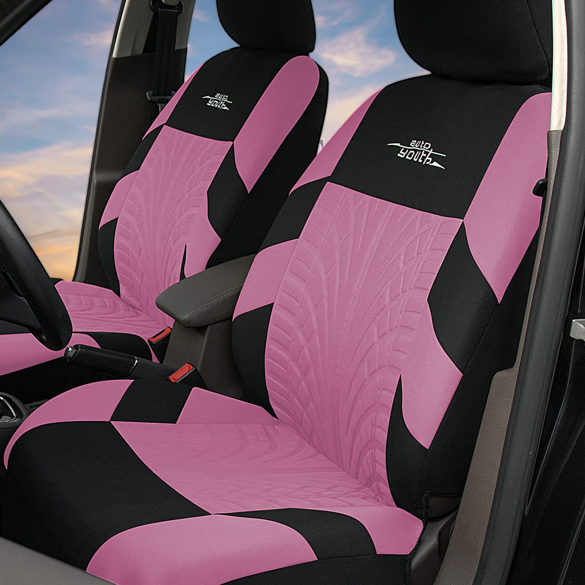 Autoyouth Car Seat Covers For Front Seats, Breathable And Washable Bucket Seat Covers For Cars, Truck, Suv, Vans Airbag Compatible Automotive Interior Covers, Pink