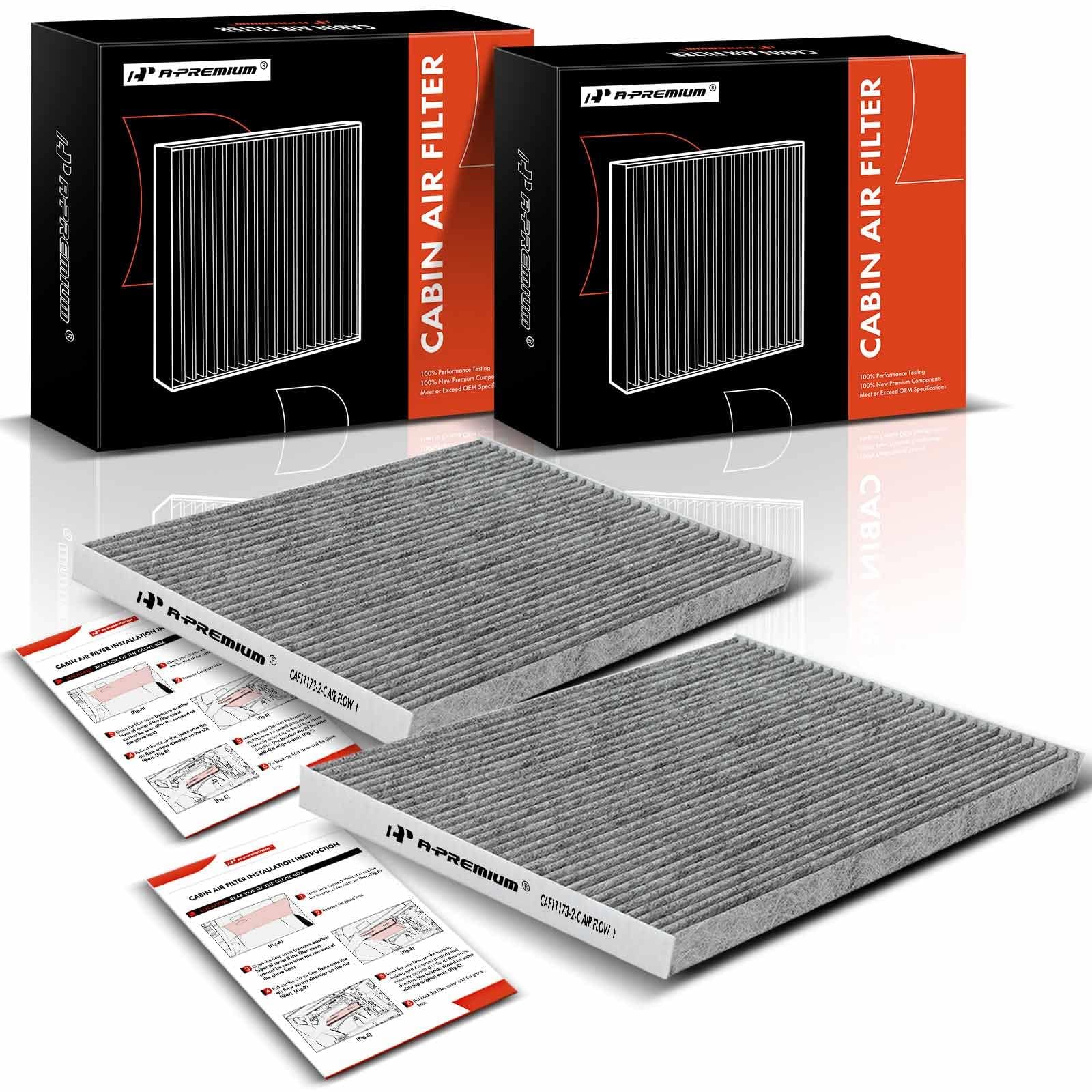 A-Premium 2-PC Cabin Air Filter with Activated Carbon - Compatible with Hyundai & Kia Vehicles - Accent, Tucson, Veloster, Genesis Coupe, Forte Koup, Rio, Rondo, Sportage