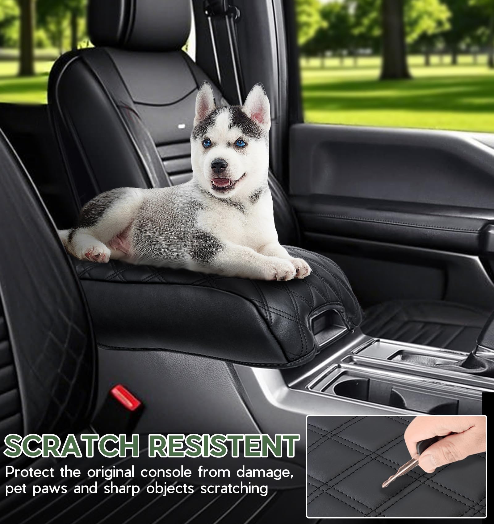 Center Console Cover For Ford F150 2021 2022 2023 2024 2025 Truck Interior Accessories, Pu Leather Armrest Middle Console Cover