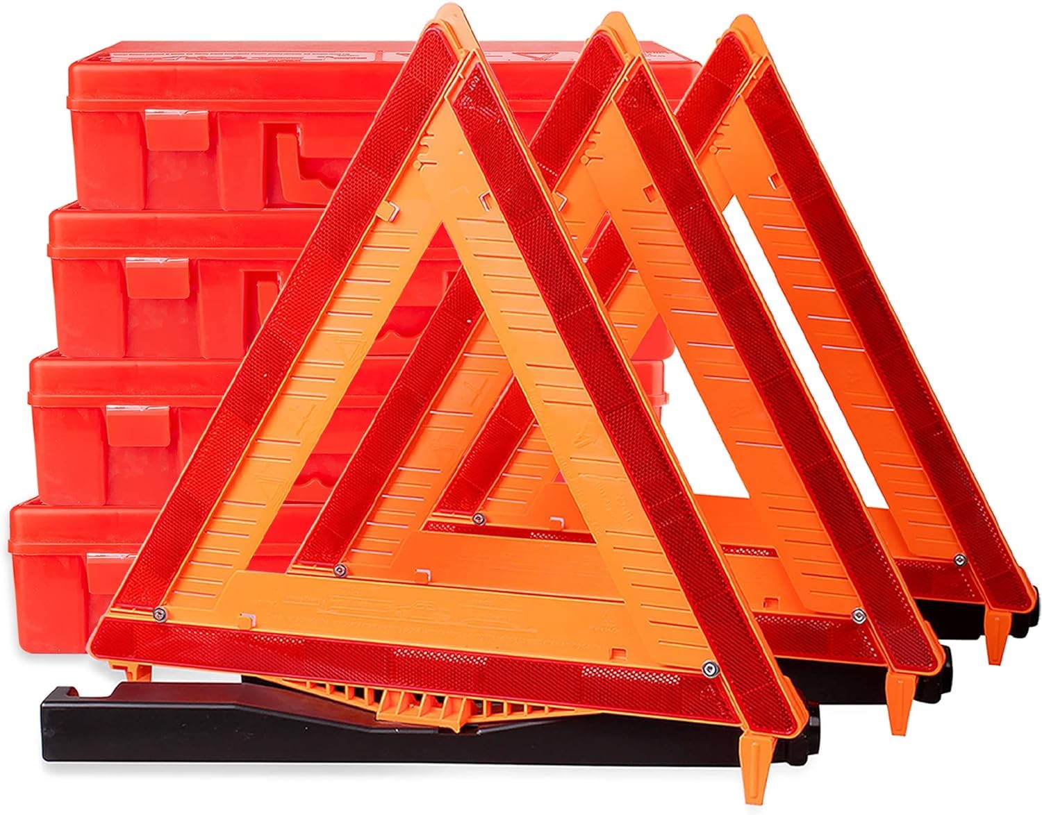 Cartman 12 Pack Warning Triangle,Enmergency Reflector, Emergency Triangles For Vehicles,Triangle Kit With Case (Without Sand)