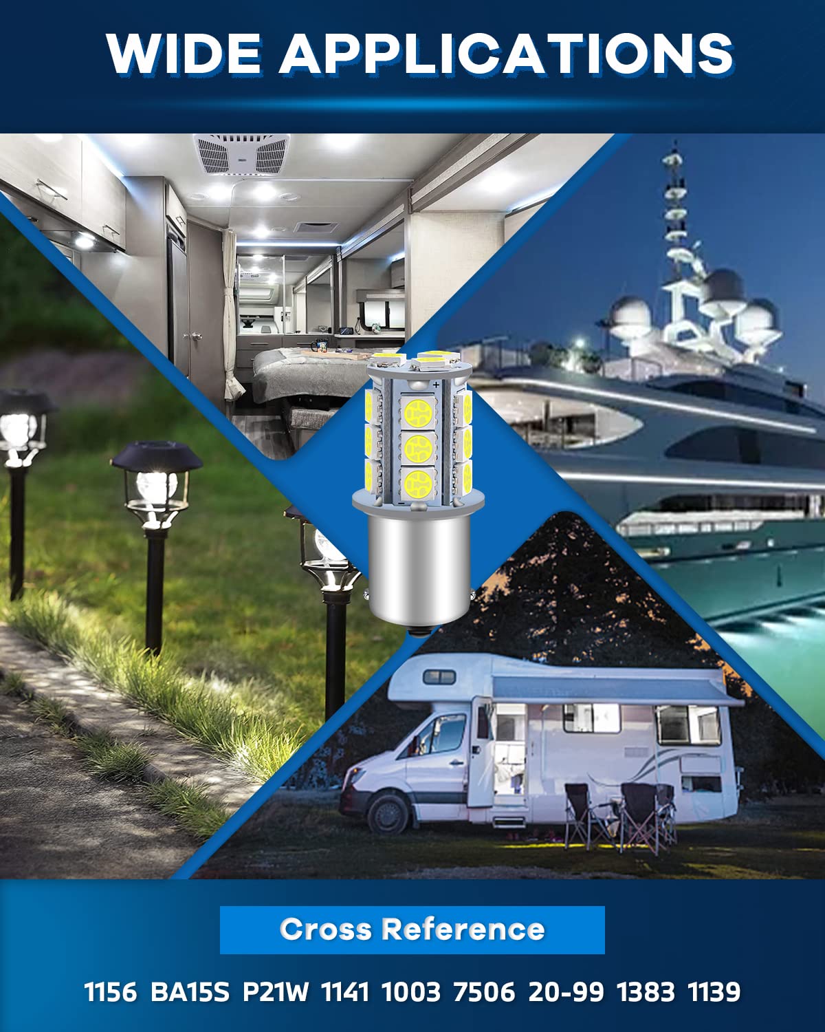 Alopee 1156 LED Bulb Bright White 1141 LED Bulb DC 12V 1156 Bulb Replacement for 1156 7506 1141 1003 RV LED Lights Interior Camp